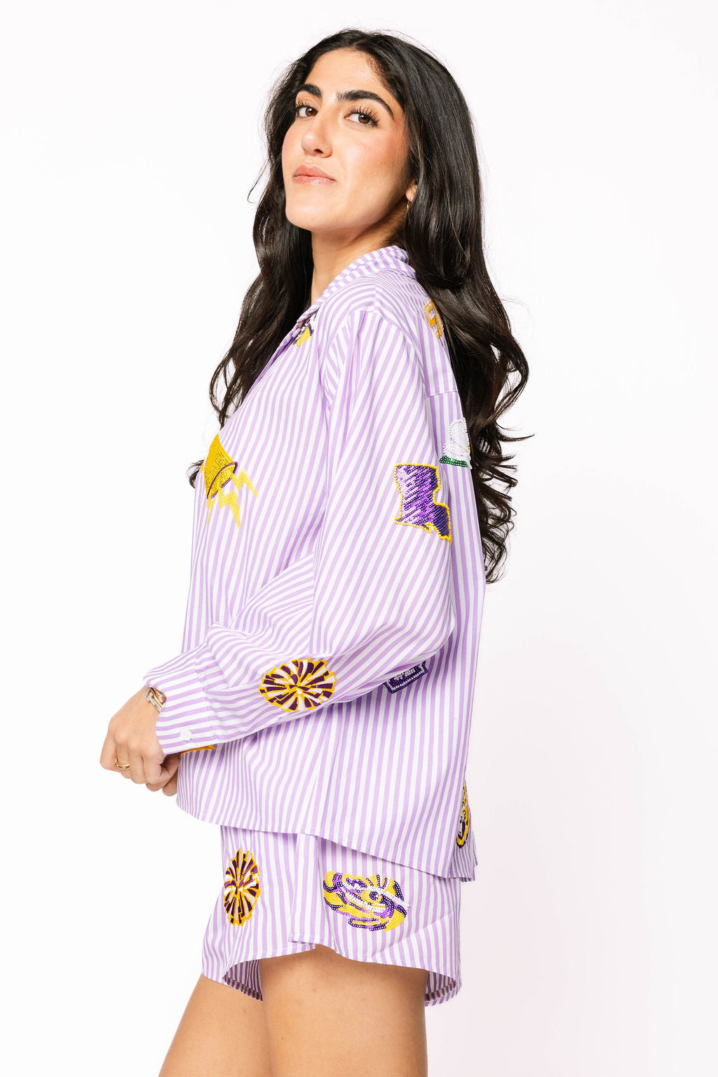 Licensed LSU Mini Icon Striped Shorts