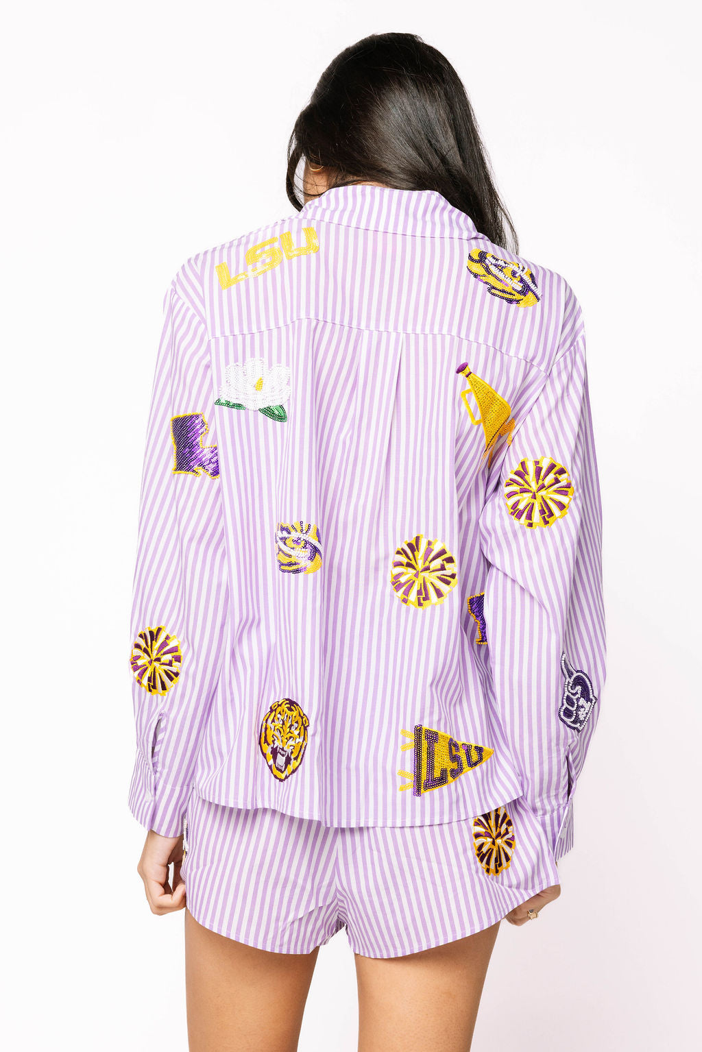 Licensed LSU Mini Icon Striped Shorts