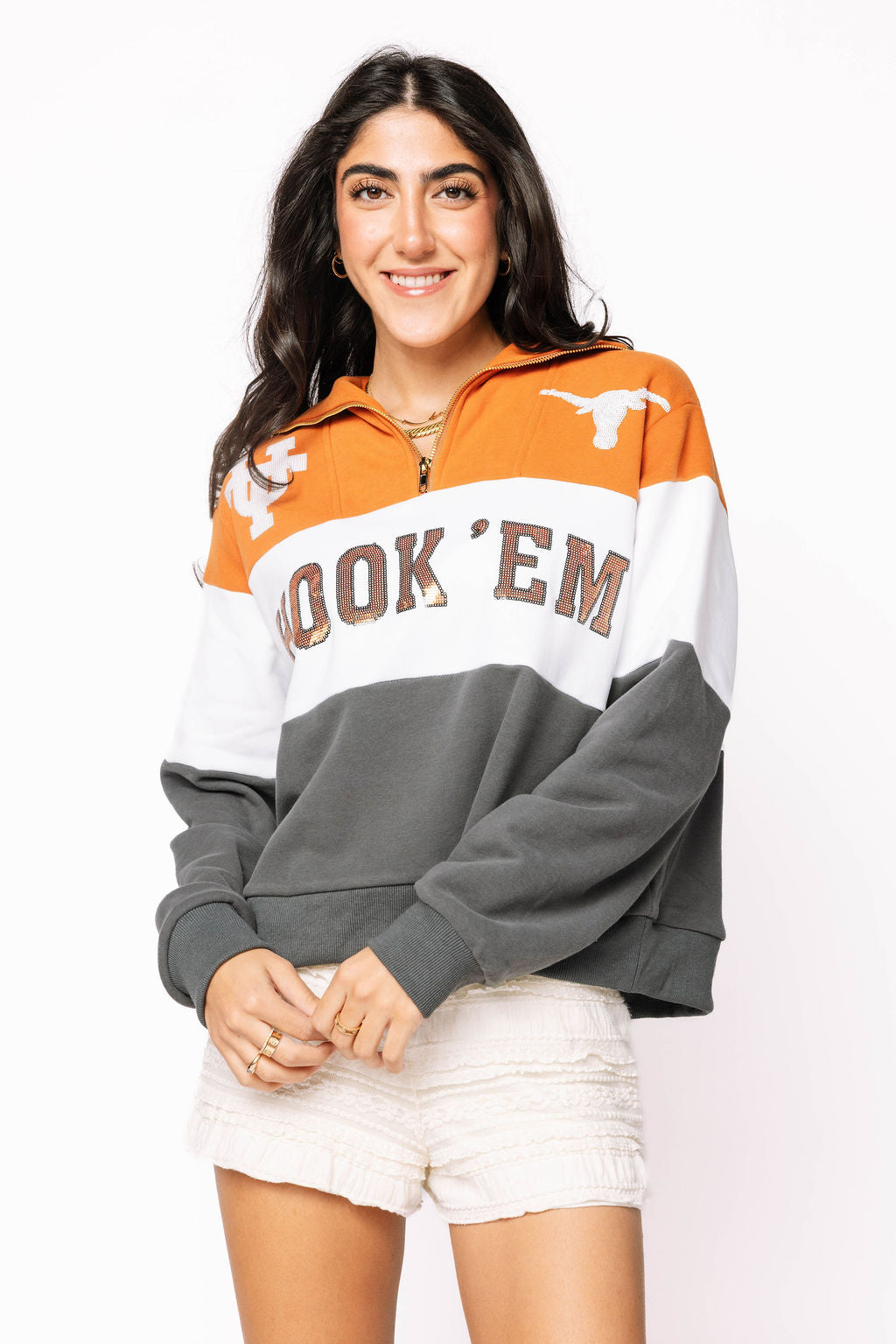 Licensed Texas Quarter Zip Colorblock Sweatshirt