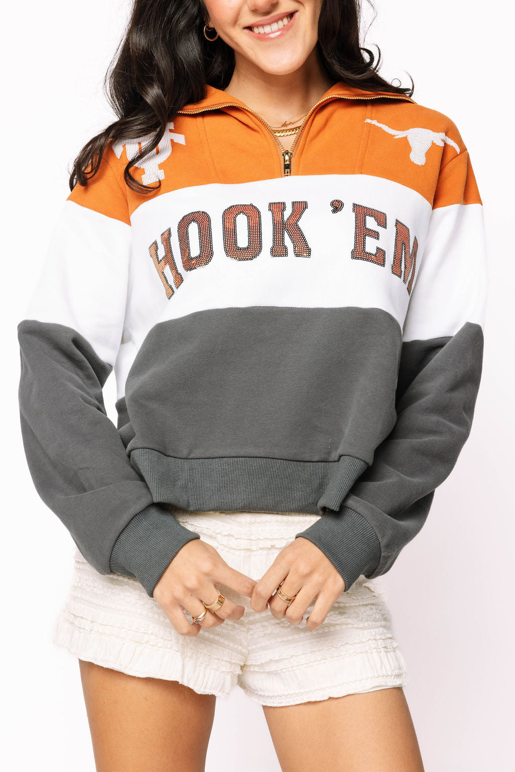 Licensed Texas Quarter Zip Colorblock Sweatshirt