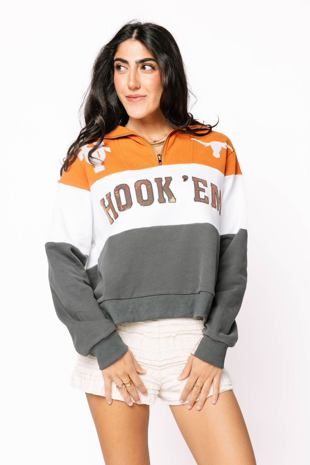 Licensed Texas Quarter Zip Colorblock Sweatshirt