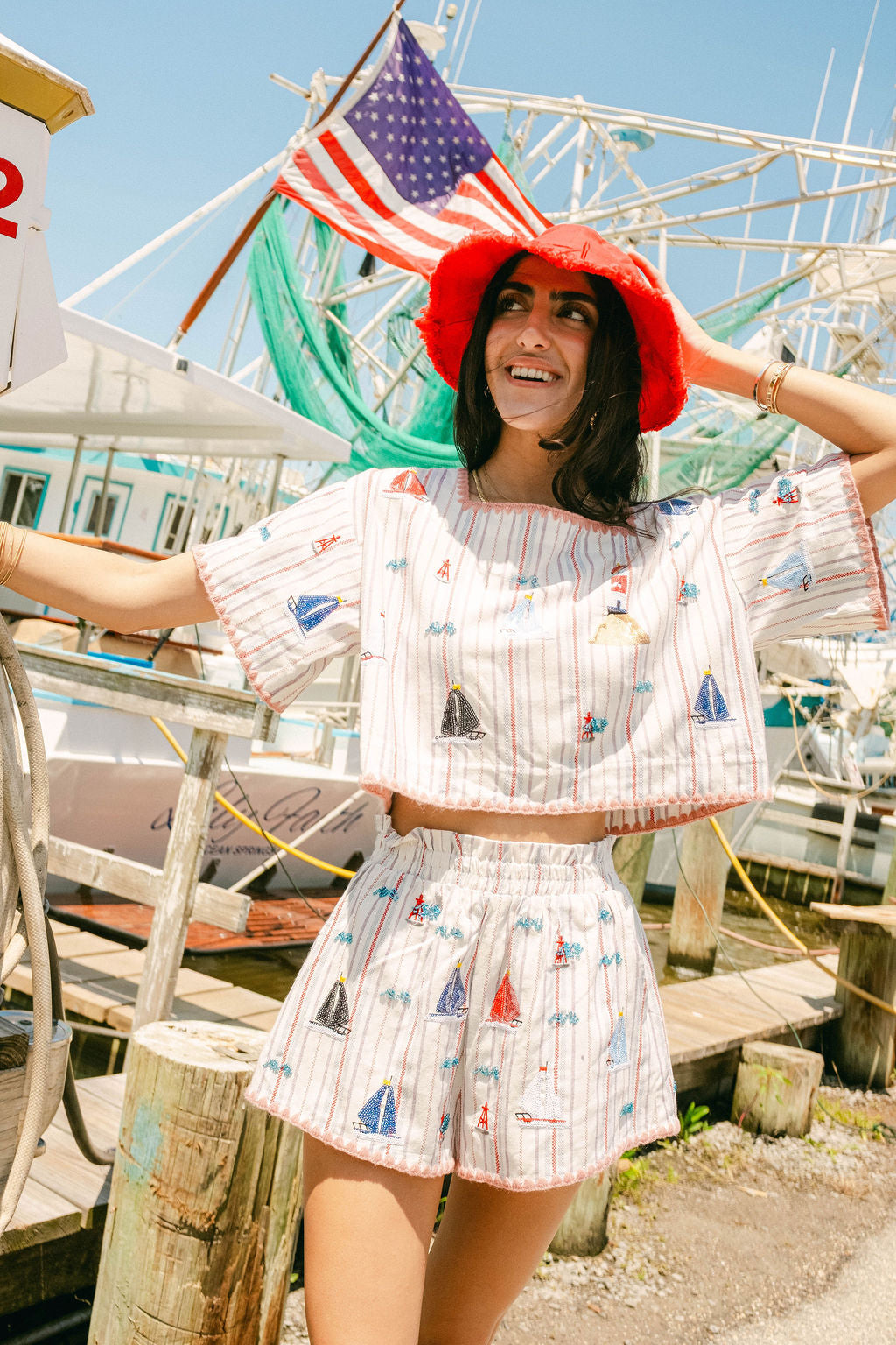 Striped Sailboat Cotton Top