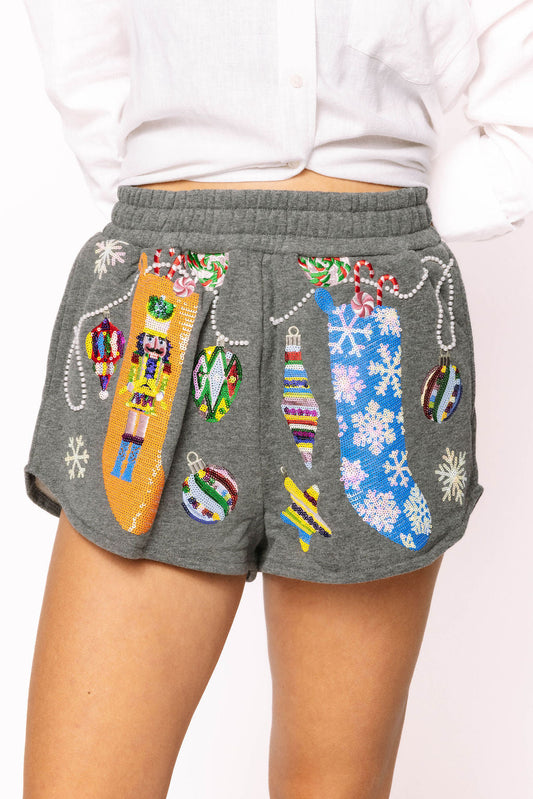 Charcoal Multi Hanging Christmas Stocking Short