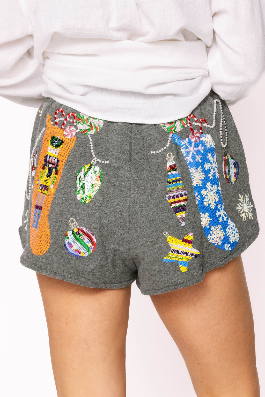 Charcoal Multi Hanging Christmas Stocking Short
