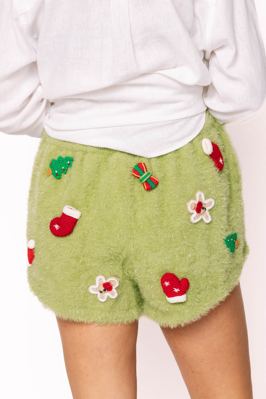 Green Fuzzy Knit Christmas Icon Short