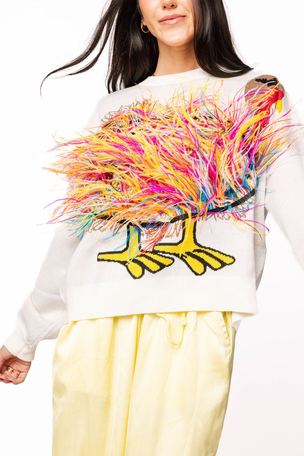 Ivory Feather Turkey Sweater
