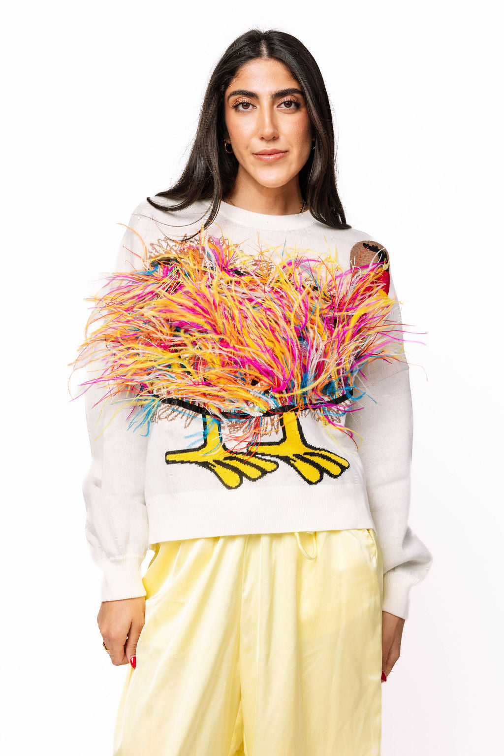 Ivory Feather Turkey Sweater