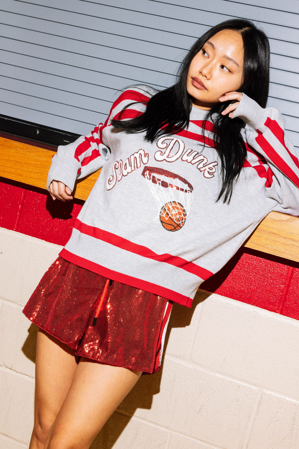 Grey & Red Slam Dunk Sweater