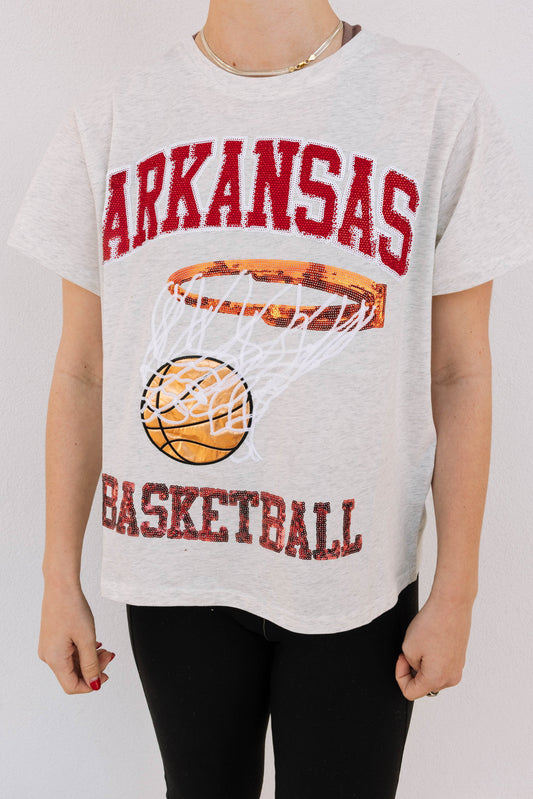 Licensed Grey Arkansas Basketball Tee