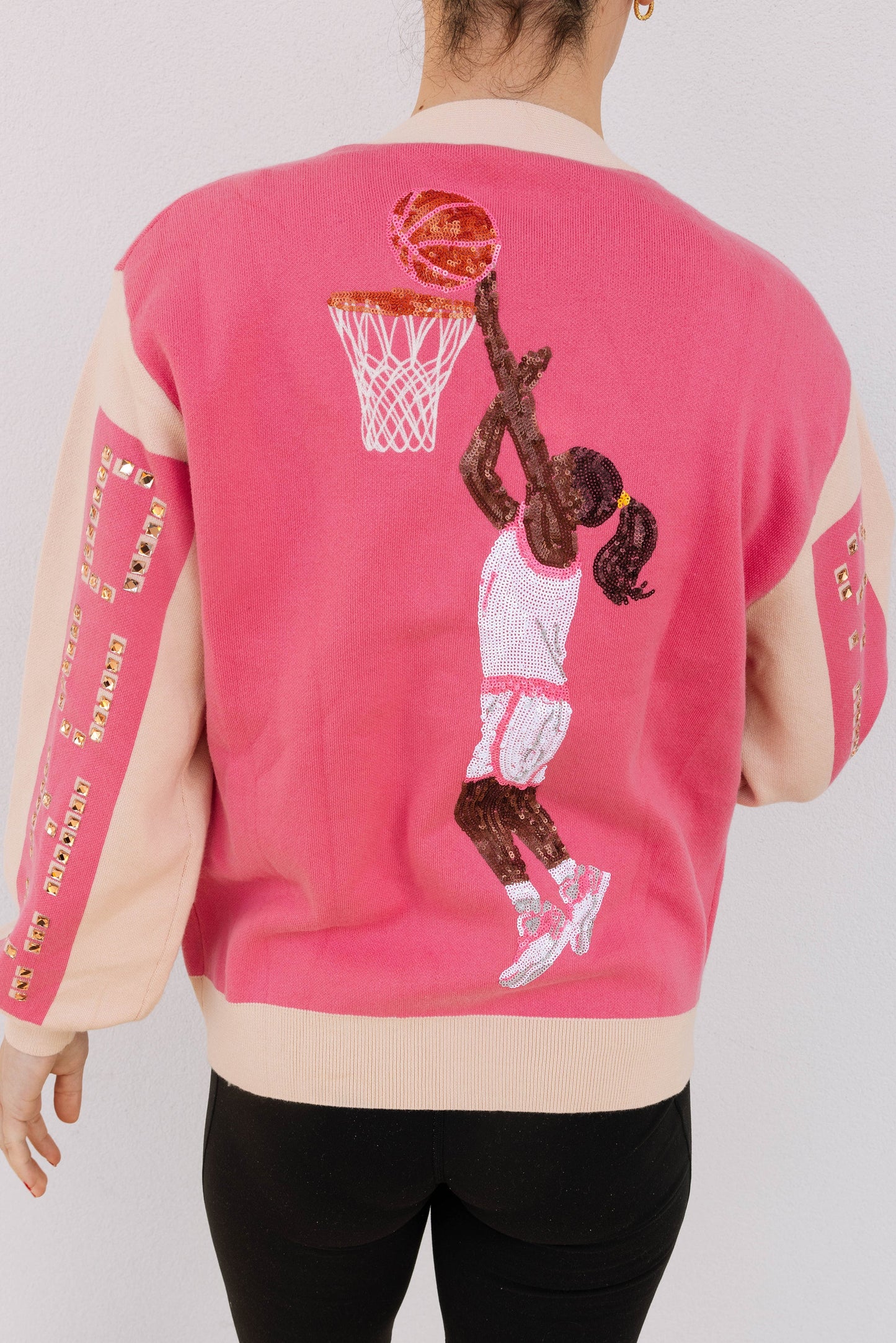Pink & Beige Slam Dunk Woman Cardigan