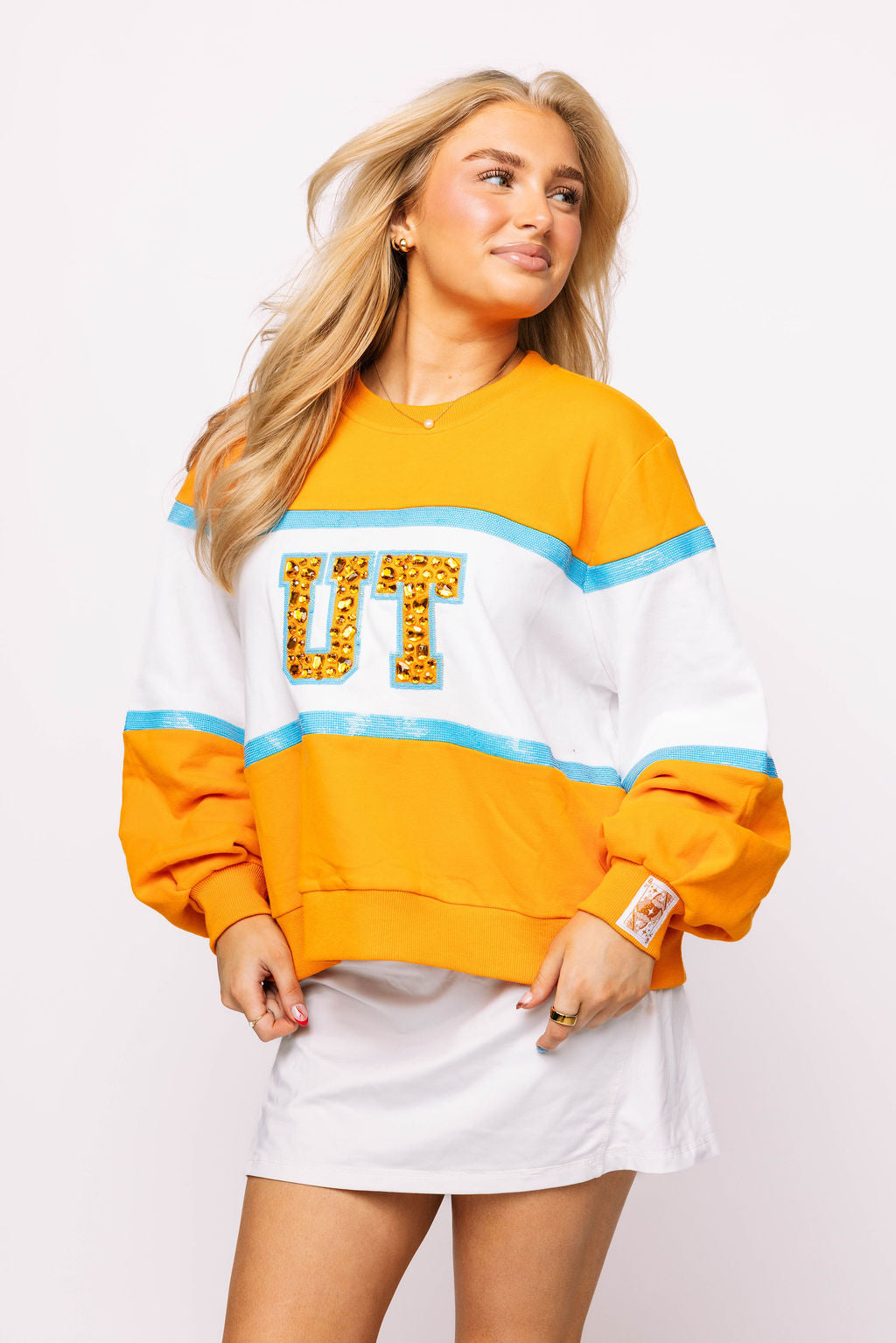 Licensed Tennessee "UT' Colorblock Jewel Letter Sweatshirt