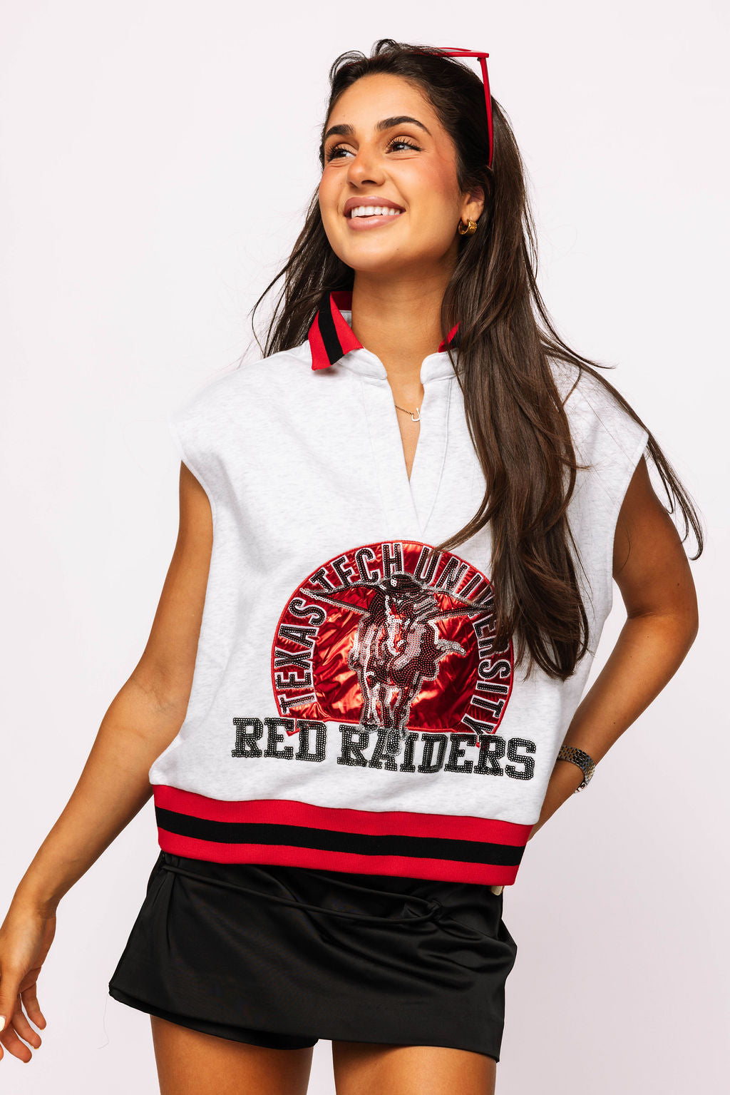 Licensed Texas Tech Striped Collar Circular Mascot Tank