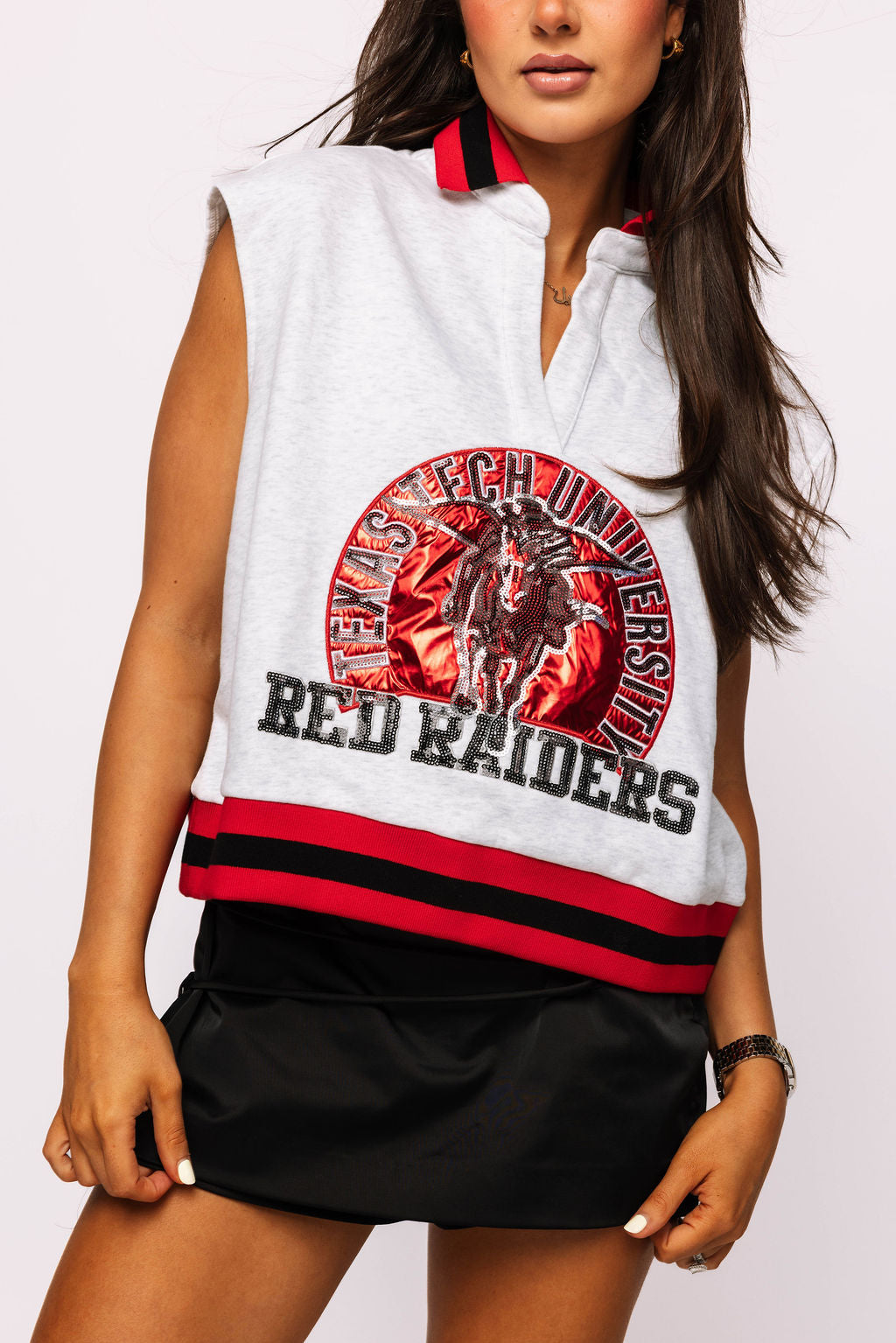 Licensed Texas Tech Striped Collar Circular Mascot Tank