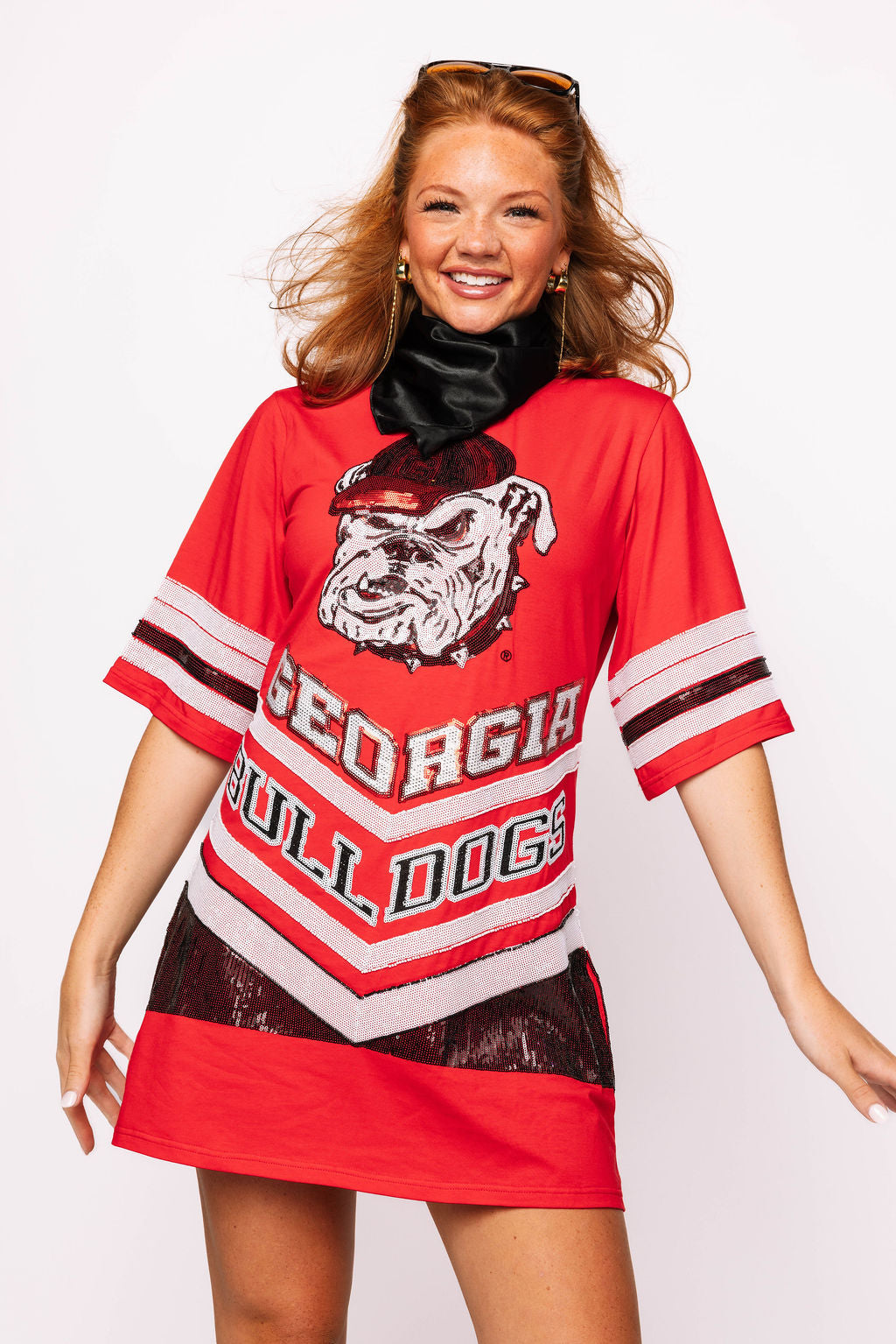 Licensed UGA V Striped Oversized Tee Dress
