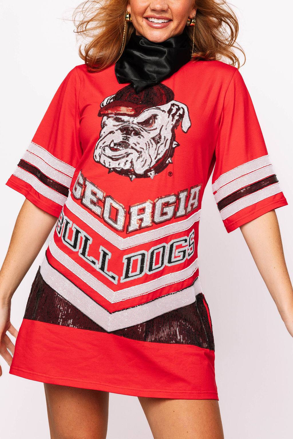 Licensed UGA V Striped Oversized Tee Dress