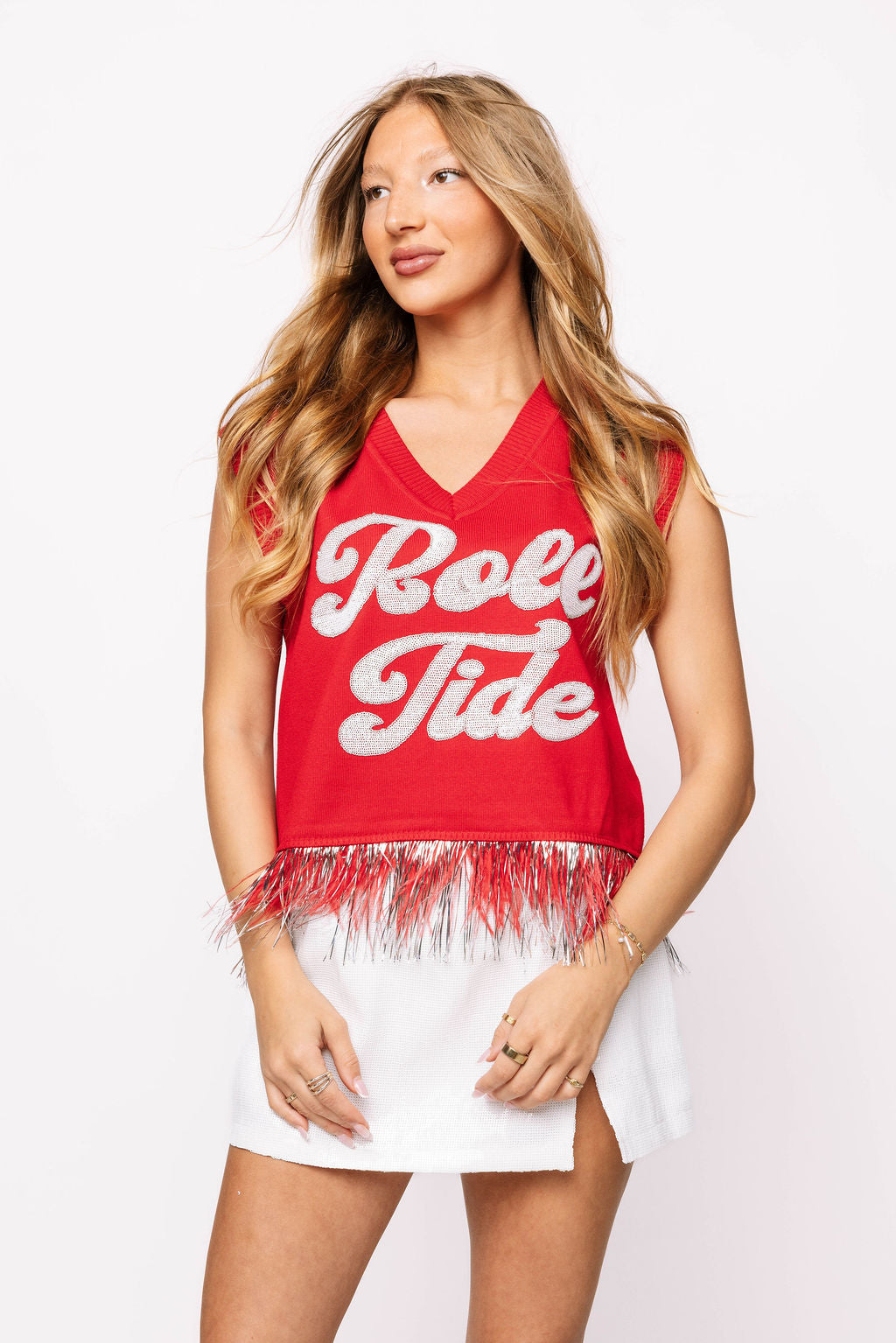 Licensed Alabama 'Roll Tide' Feather Bottom Tank Sweater