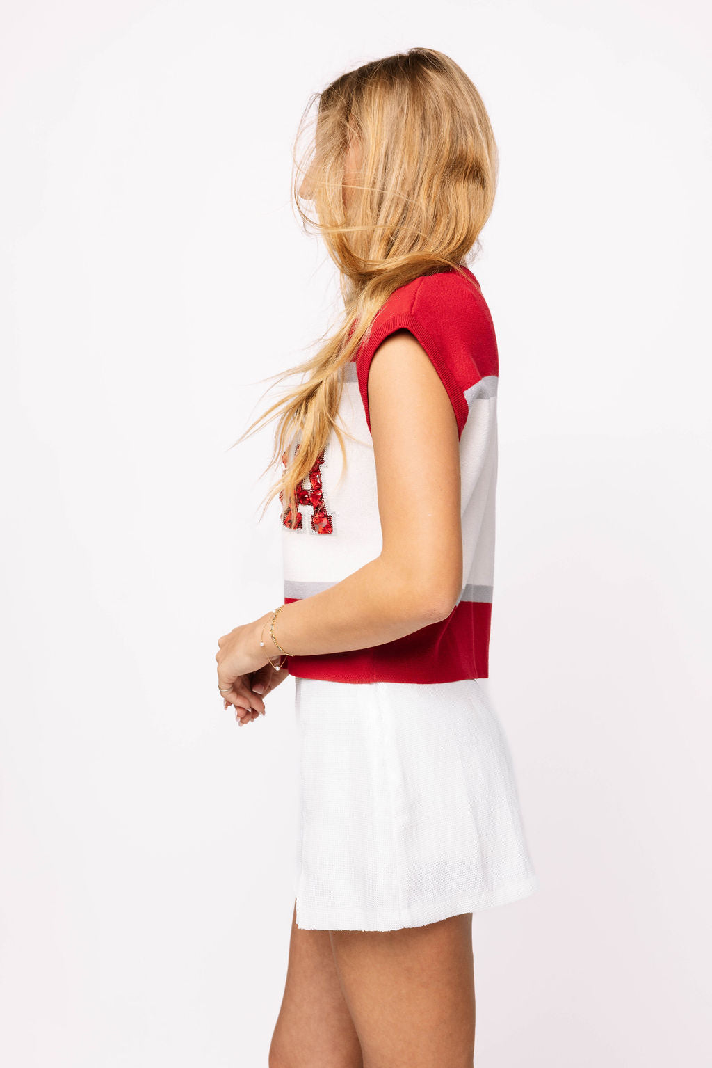 Licensed 'Bama' Colorblock Jewel Letter Short Sleeve Sweater