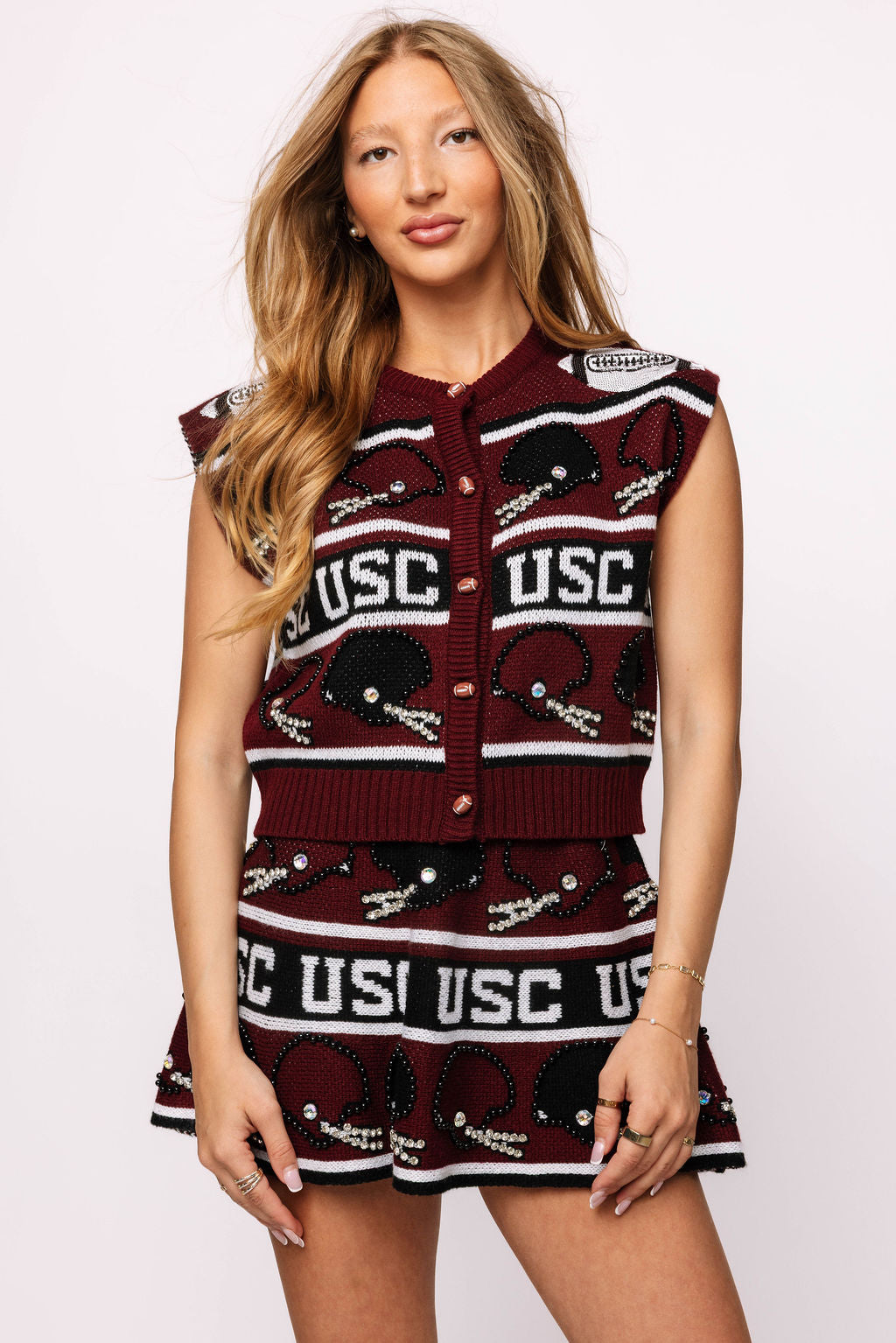 Licensed USC Vintage Football Helmet Stripe Skirt