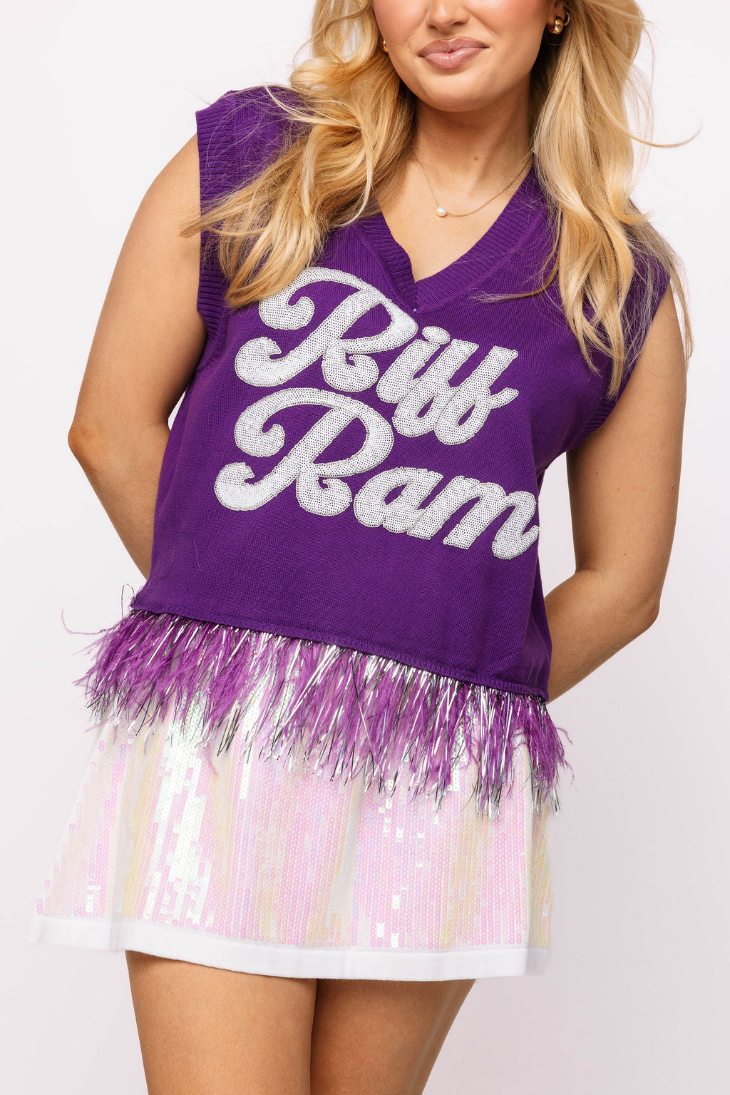 Licensed TCU 'Riff Ram' Feather Bottom Tank Sweater