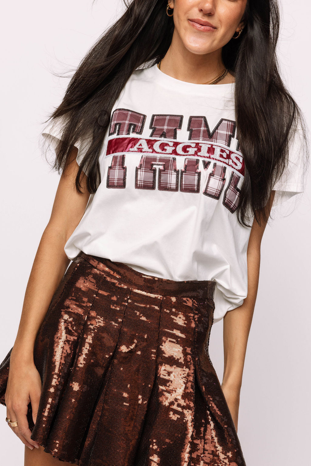 Licensed Texas A&M Plaid Letter Tee