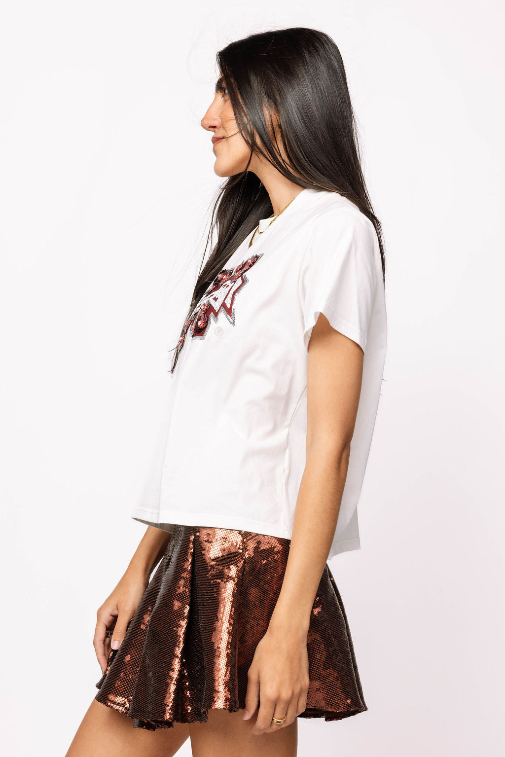 Licensed Miss State Mascot Sequin Flower Tee