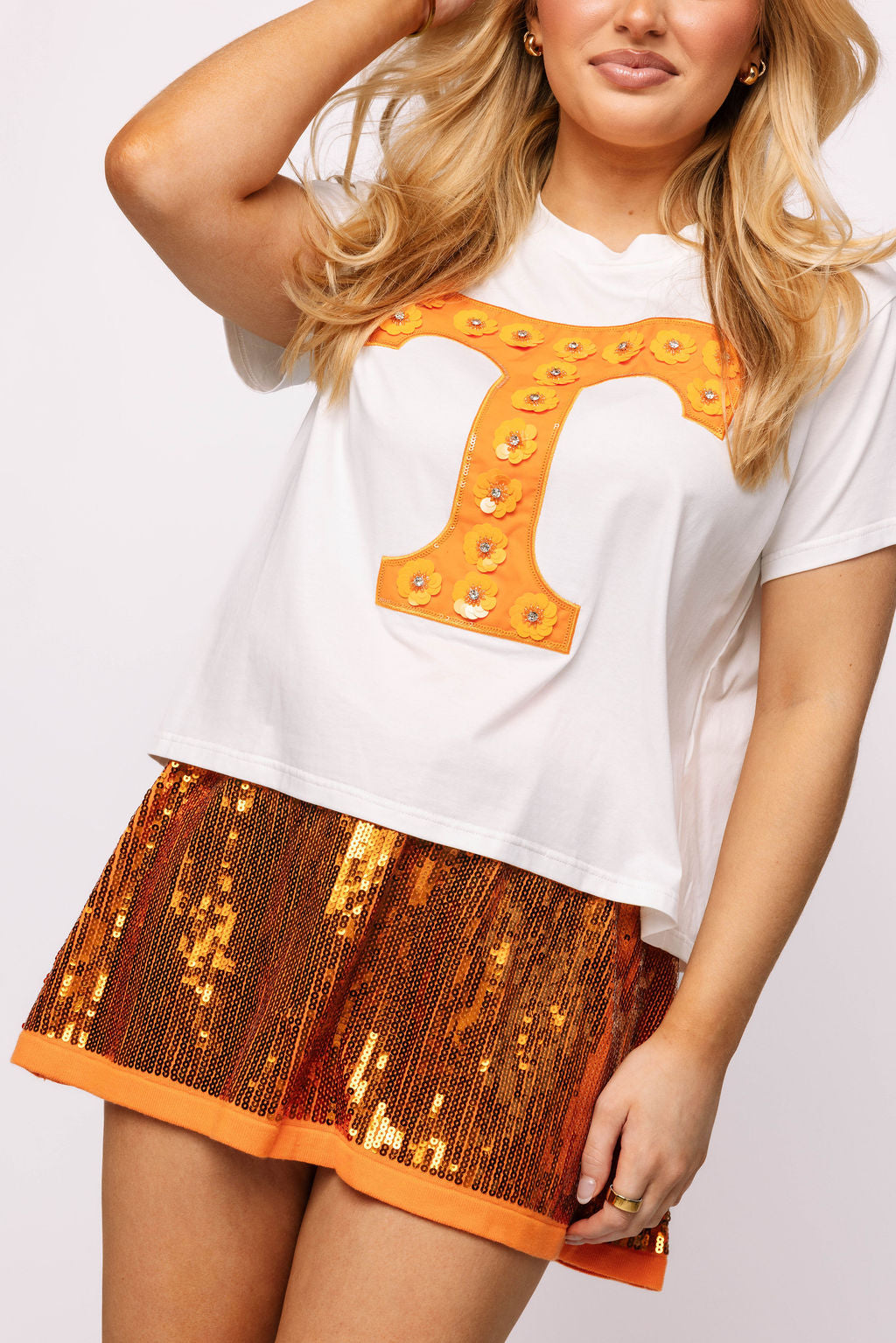 Licensed Tenn Mascot Sequin Flower Tee