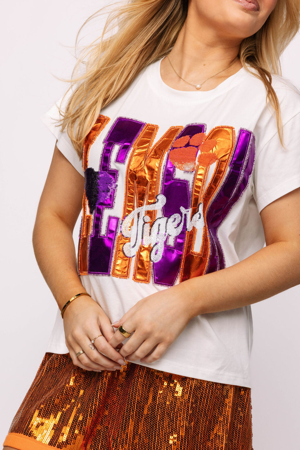 Licensed Clemson Metallic Word with Icons Tee
