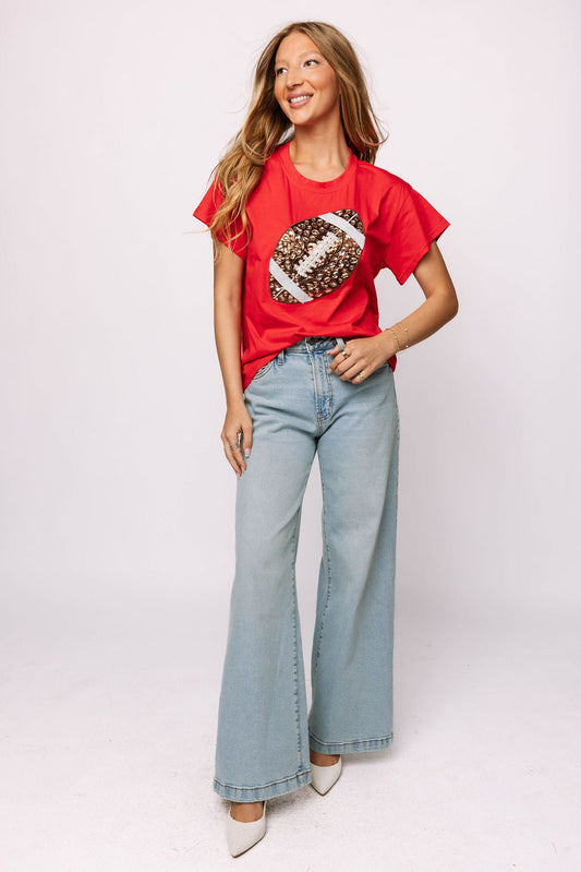 Red Jeweled Football Tee