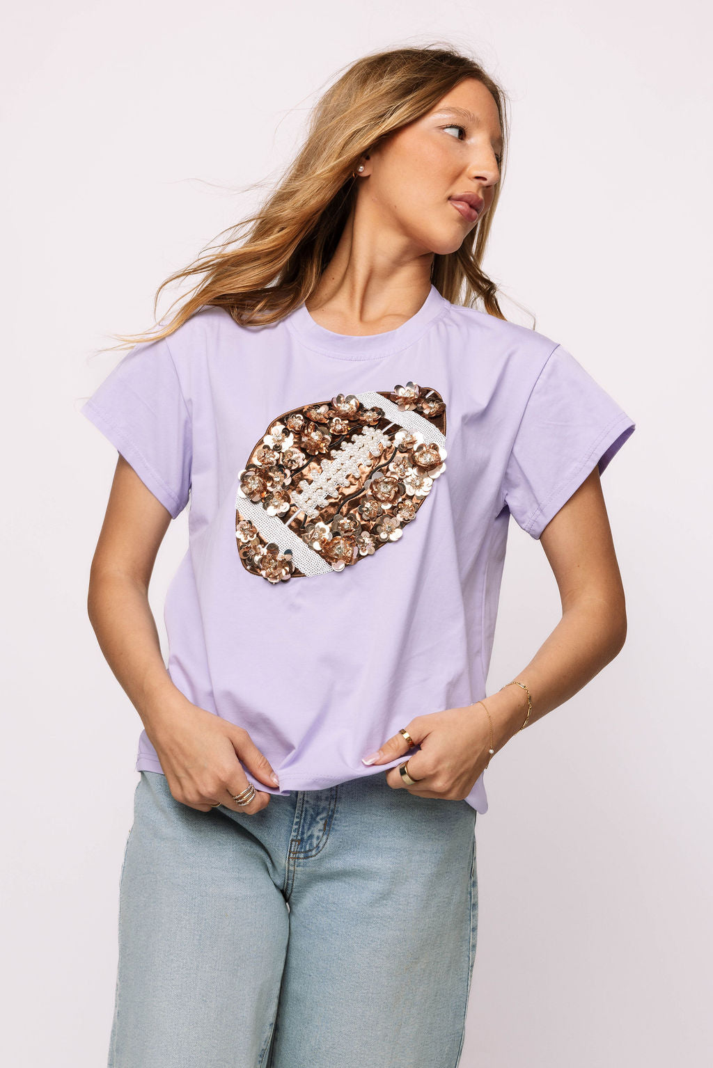 Lavender Flower Football Tee
