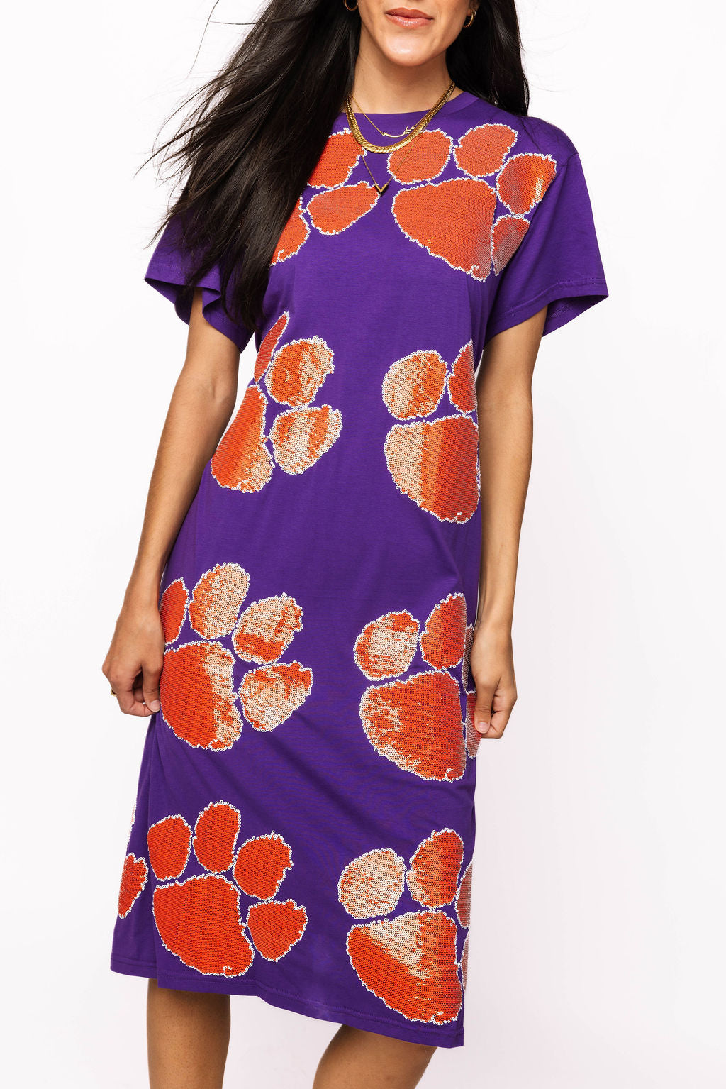 Licensed Clemson Mascot Midi Tee Dress