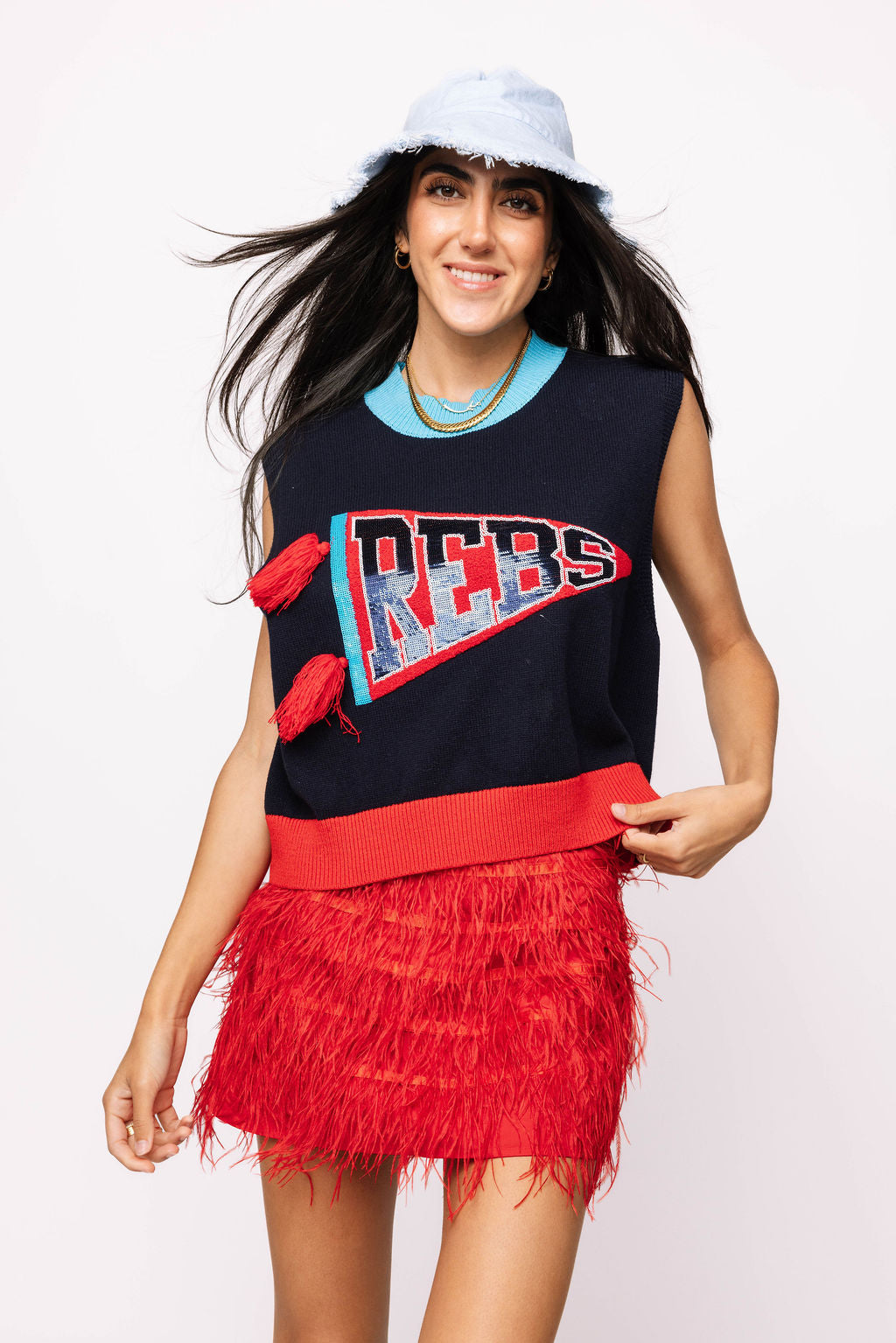 Licensed 'Rebs' Pennant Sweater Tank