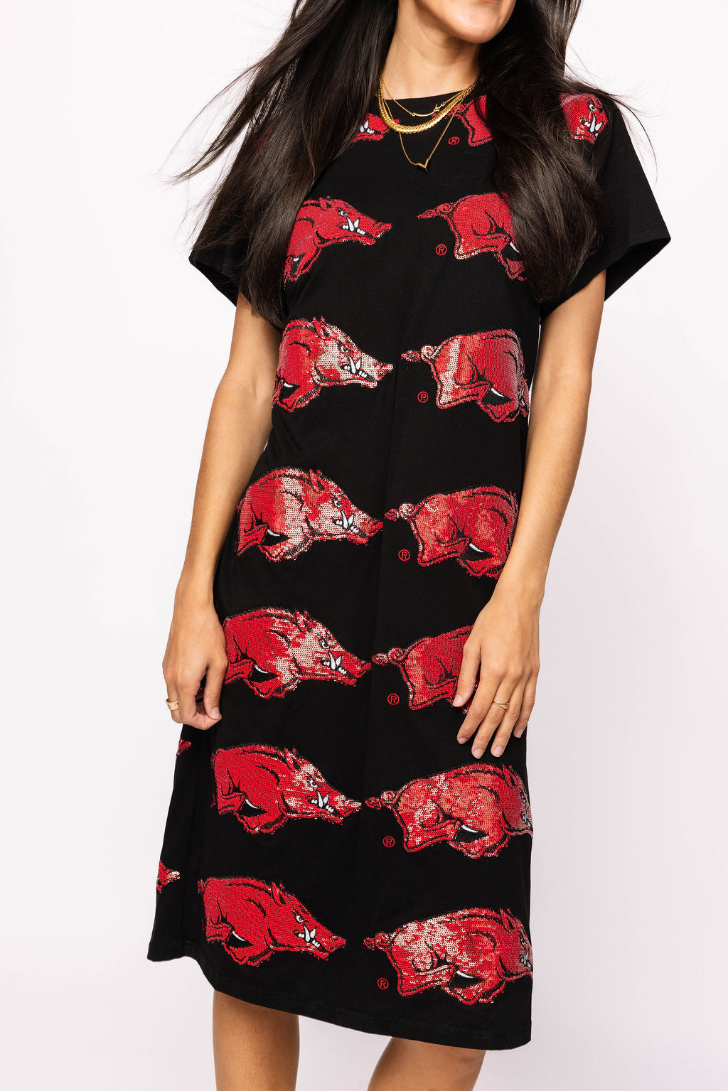 Licensed Arkansas Mascot Midi Tee Dress