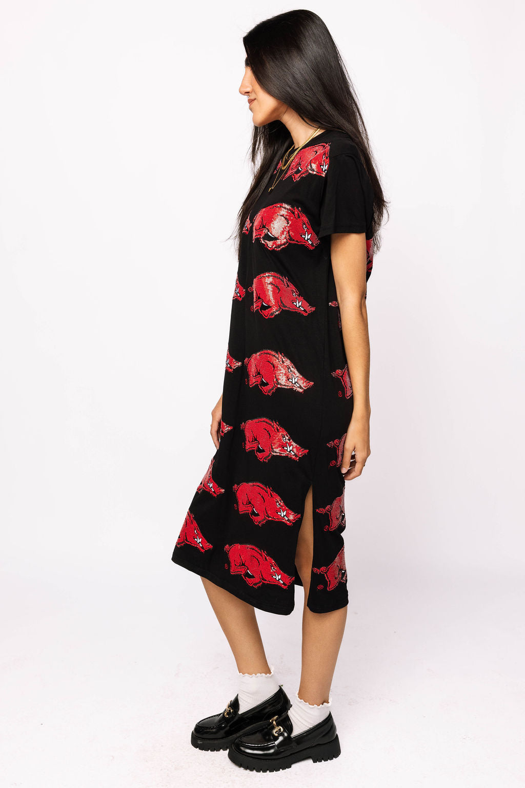Licensed Arkansas Mascot Midi Tee Dress