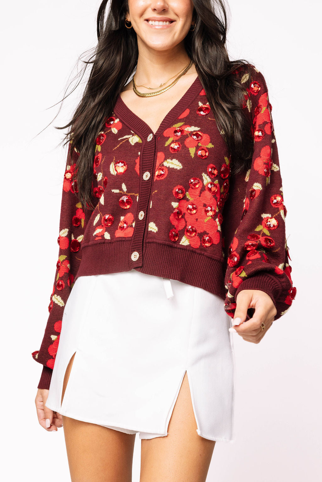 Maroon Cranberries Button Up Sweater