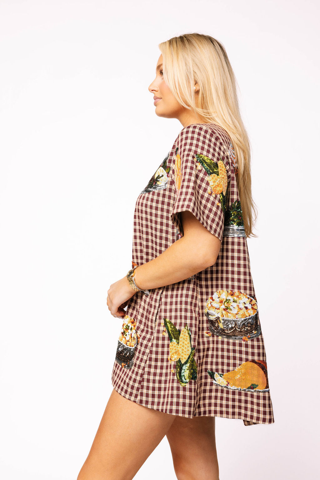 Maroon Queen of Turkey Short Sleeve Dress