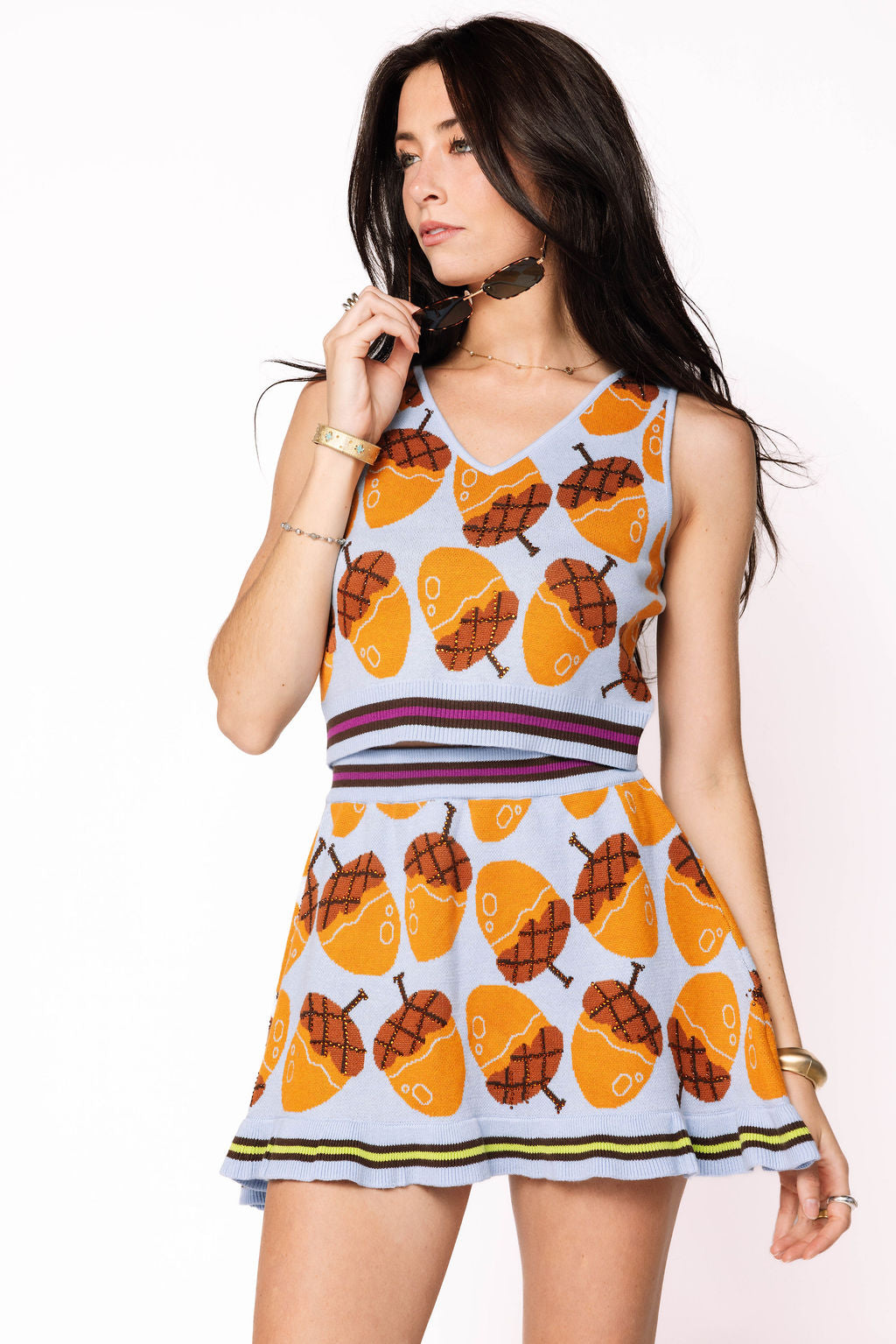 Sample Pale Blue Acorn Knit Skirt