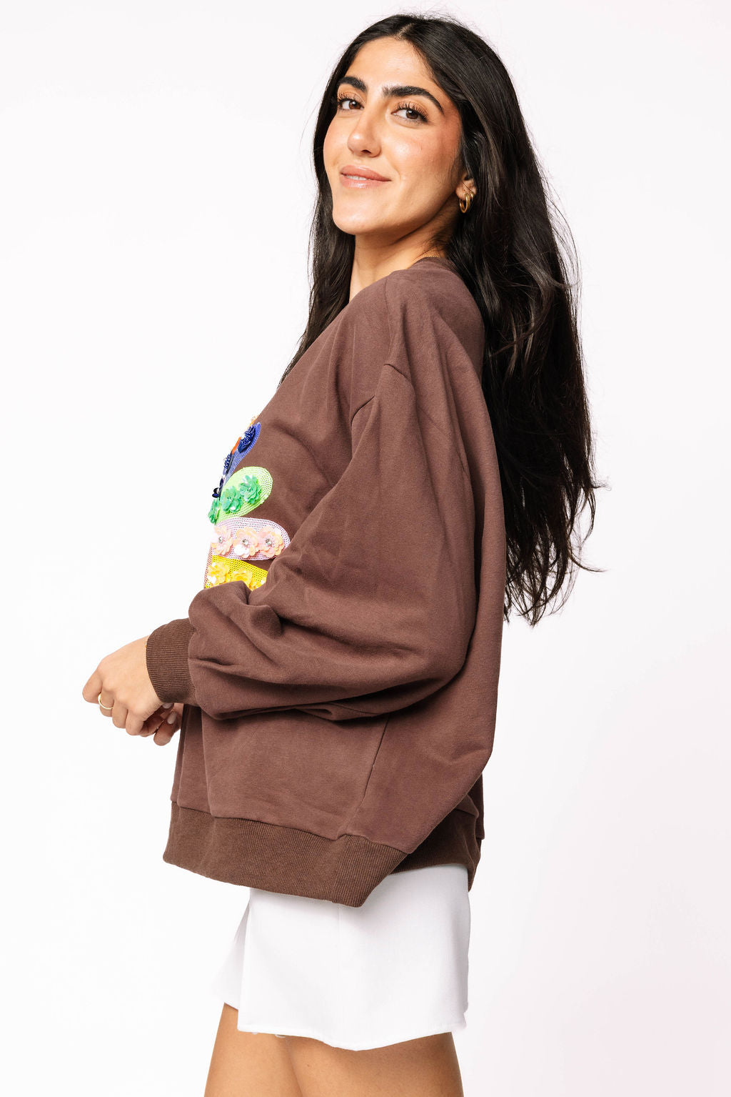 Brown Rainbow Flower Turkey Sweatshirt