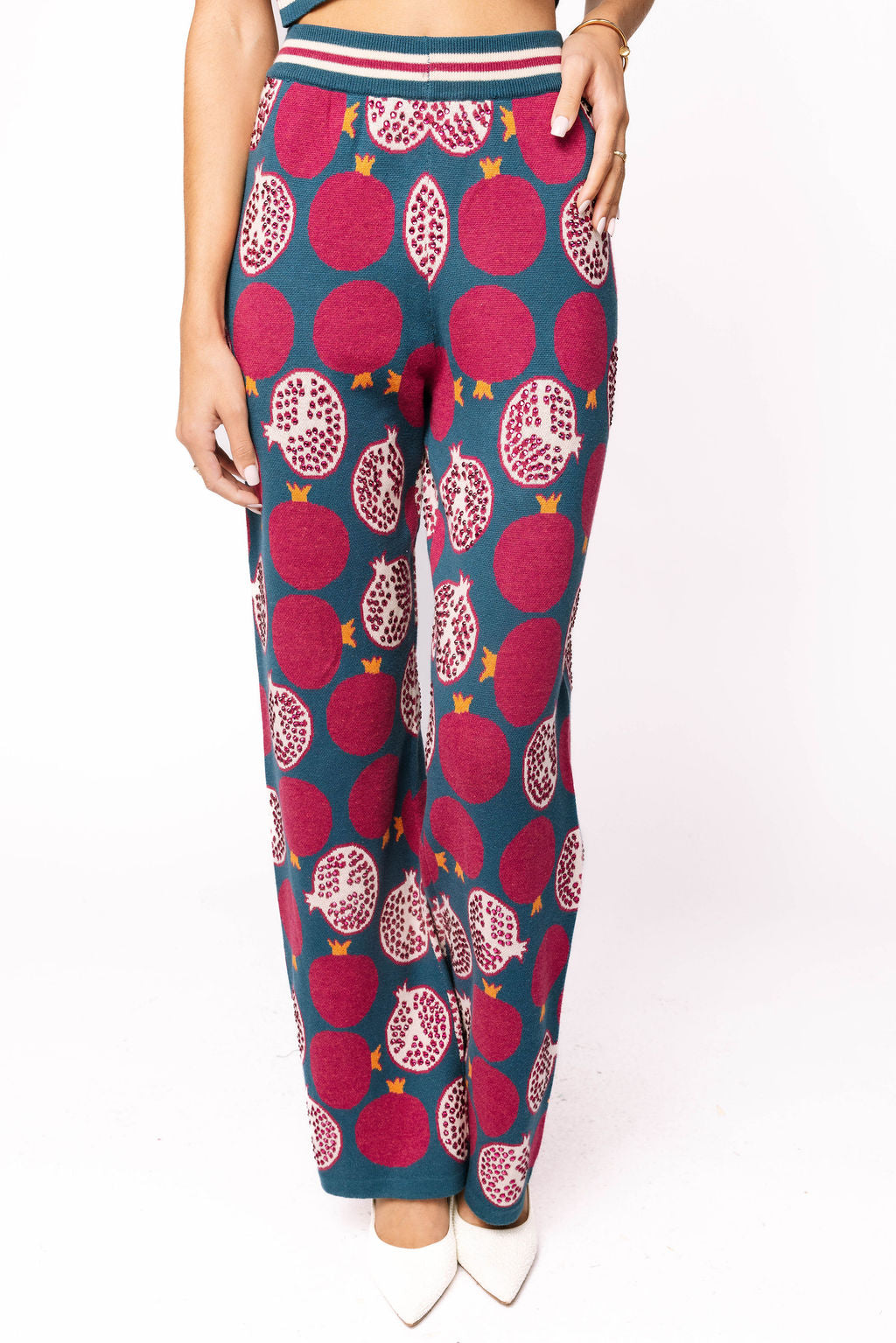 Sample Dark Teal Pomegranate Knit Pant