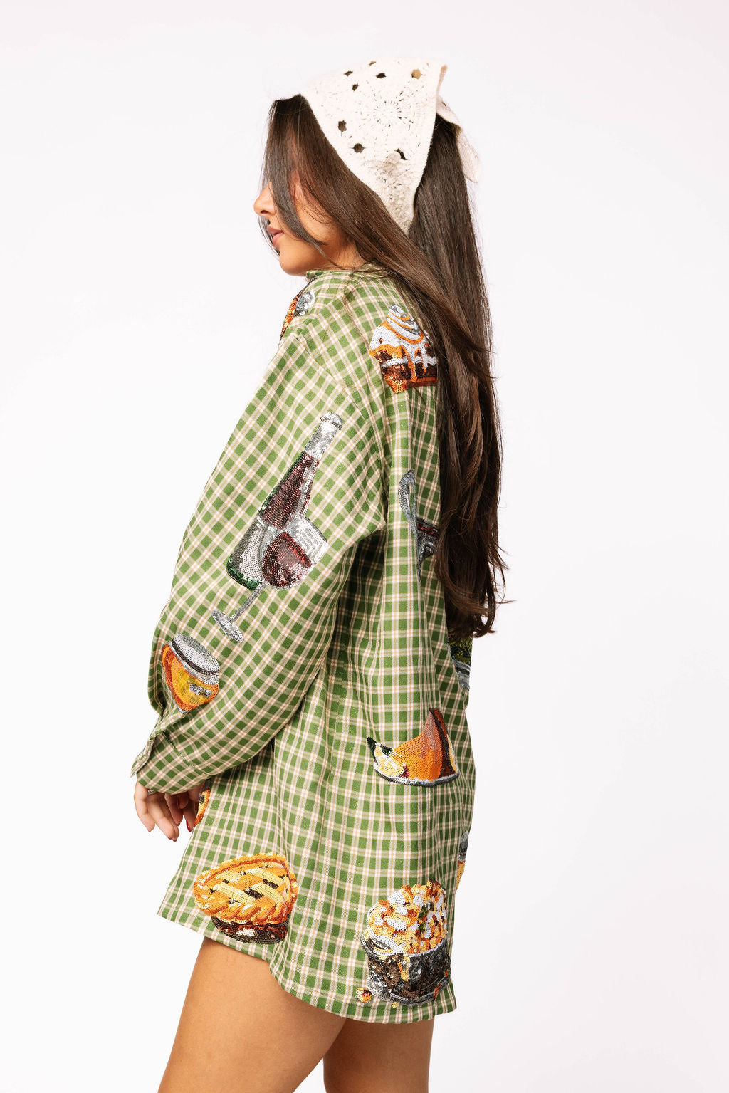 Green Plaid Queen of Turkey Button Up Dress
