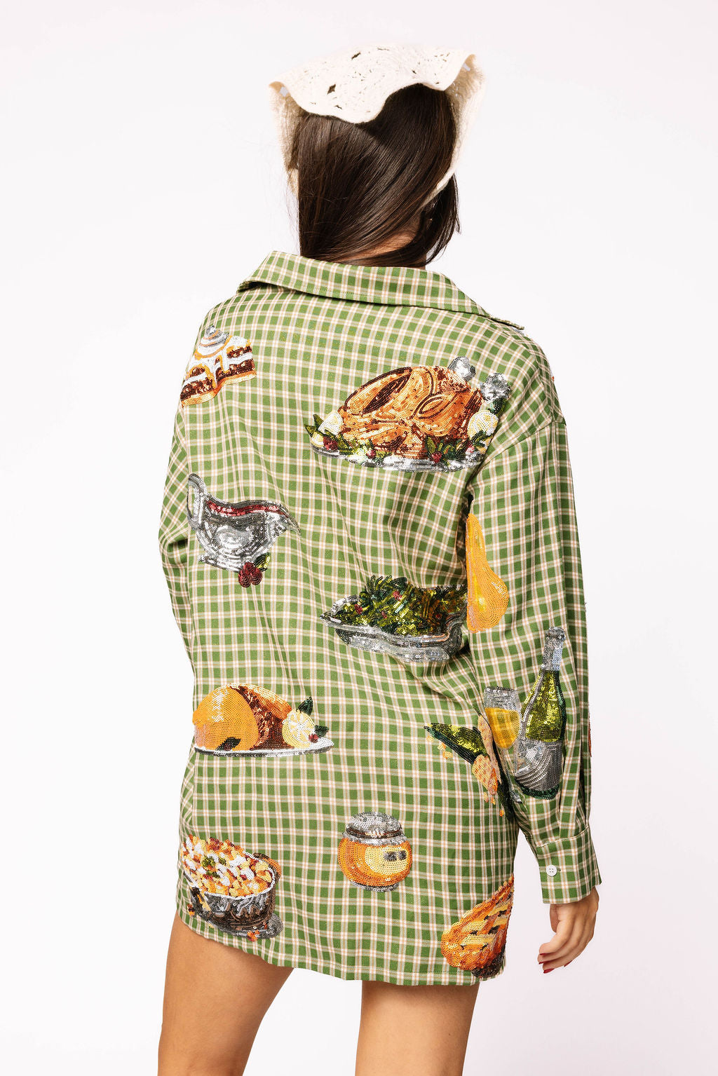 Green Plaid Queen of Turkey Button Up Dress