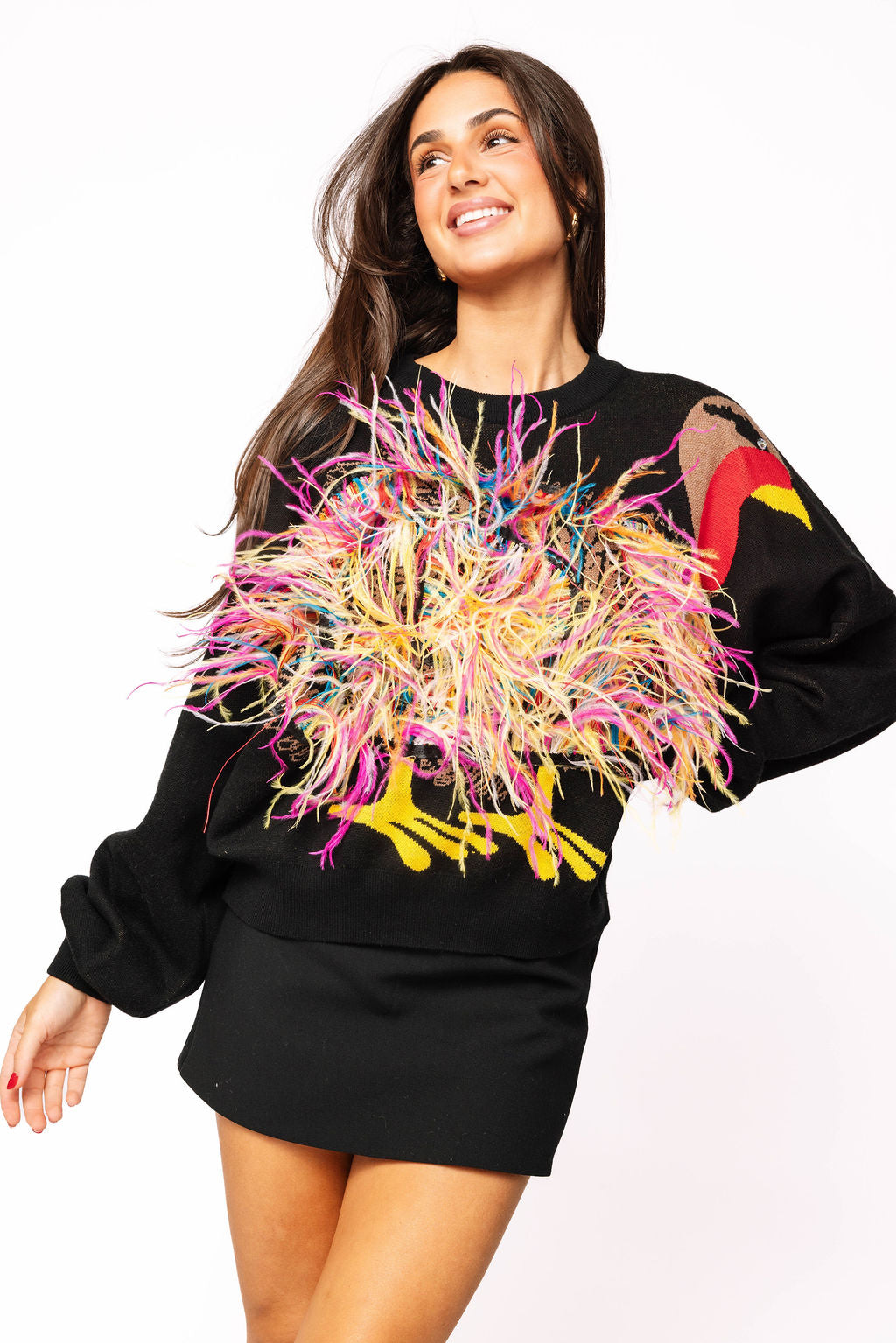 Black Feather Turkey Sweater
