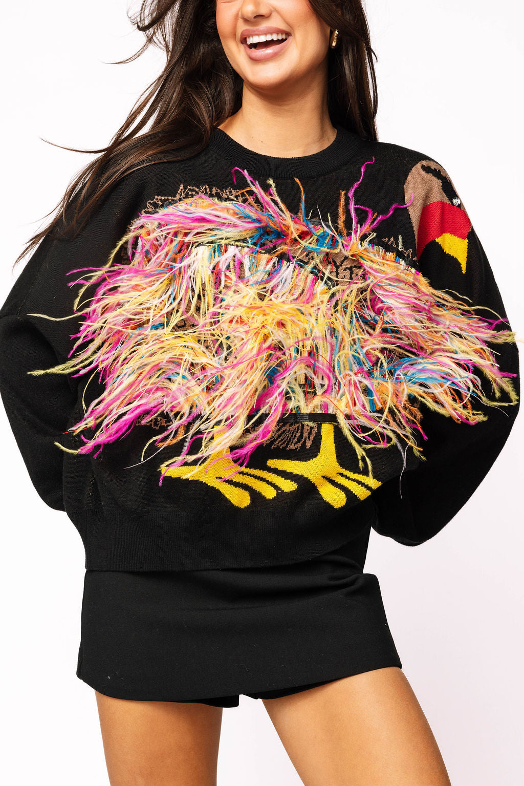 Black Feather Turkey Sweater