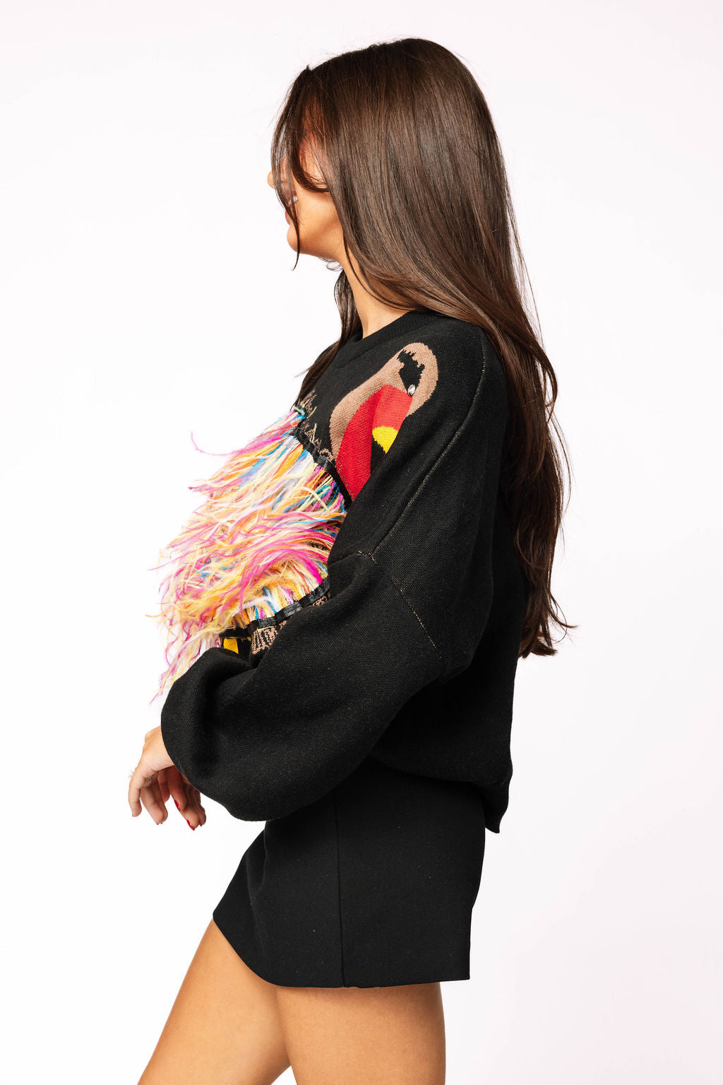 Black Feather Turkey Sweater