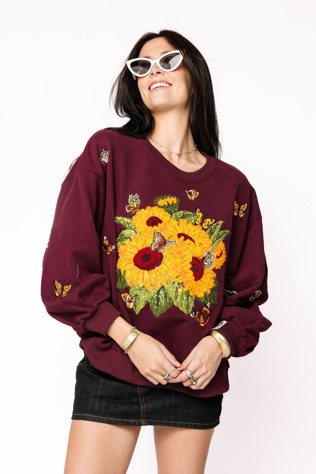 Sample Plum Sunflower Bouquet & Butterfly Sweatshirt