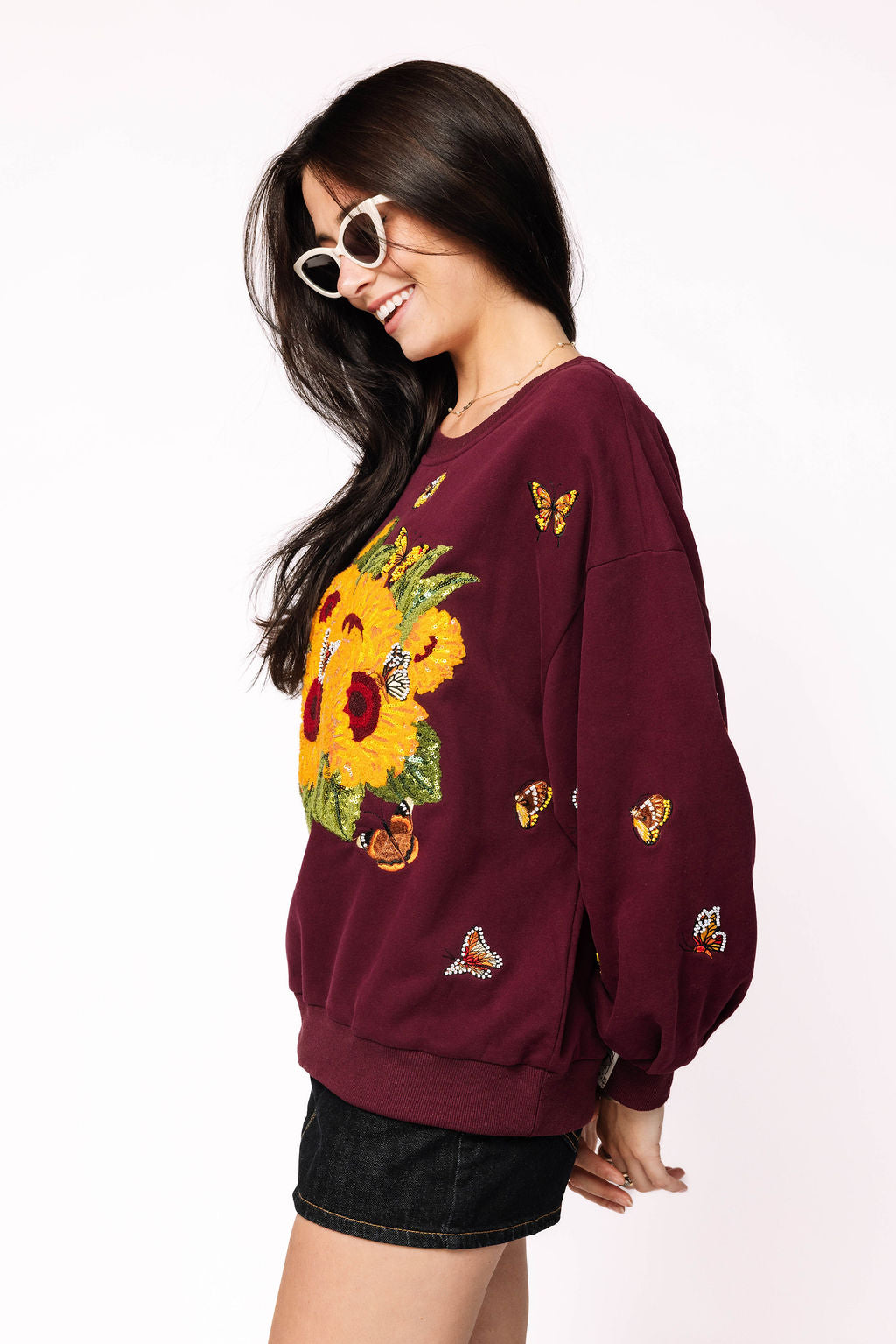 Sample Plum Sunflower Bouquet & Butterfly Sweatshirt