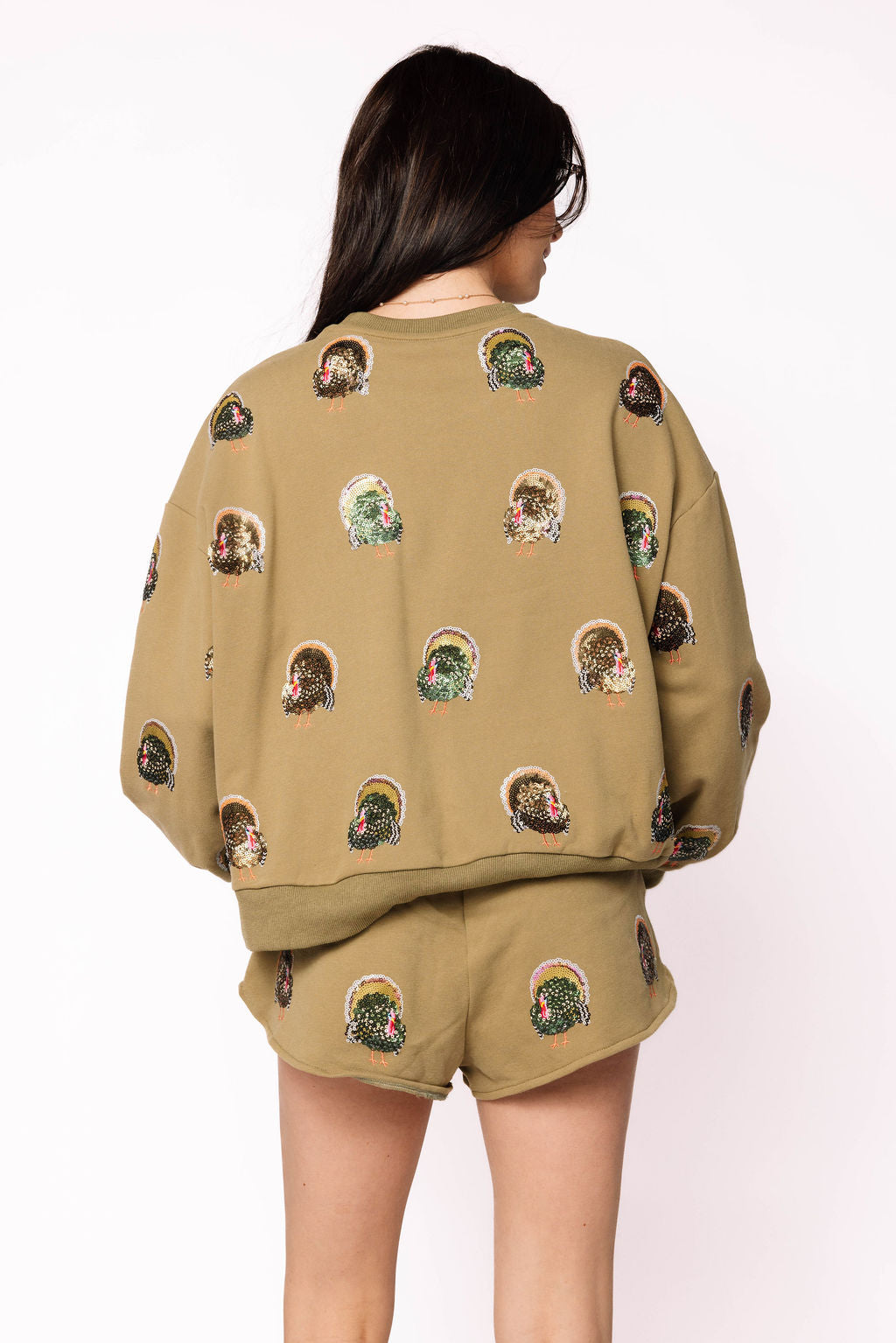 Sample Olive Green Scattered Turkey Short