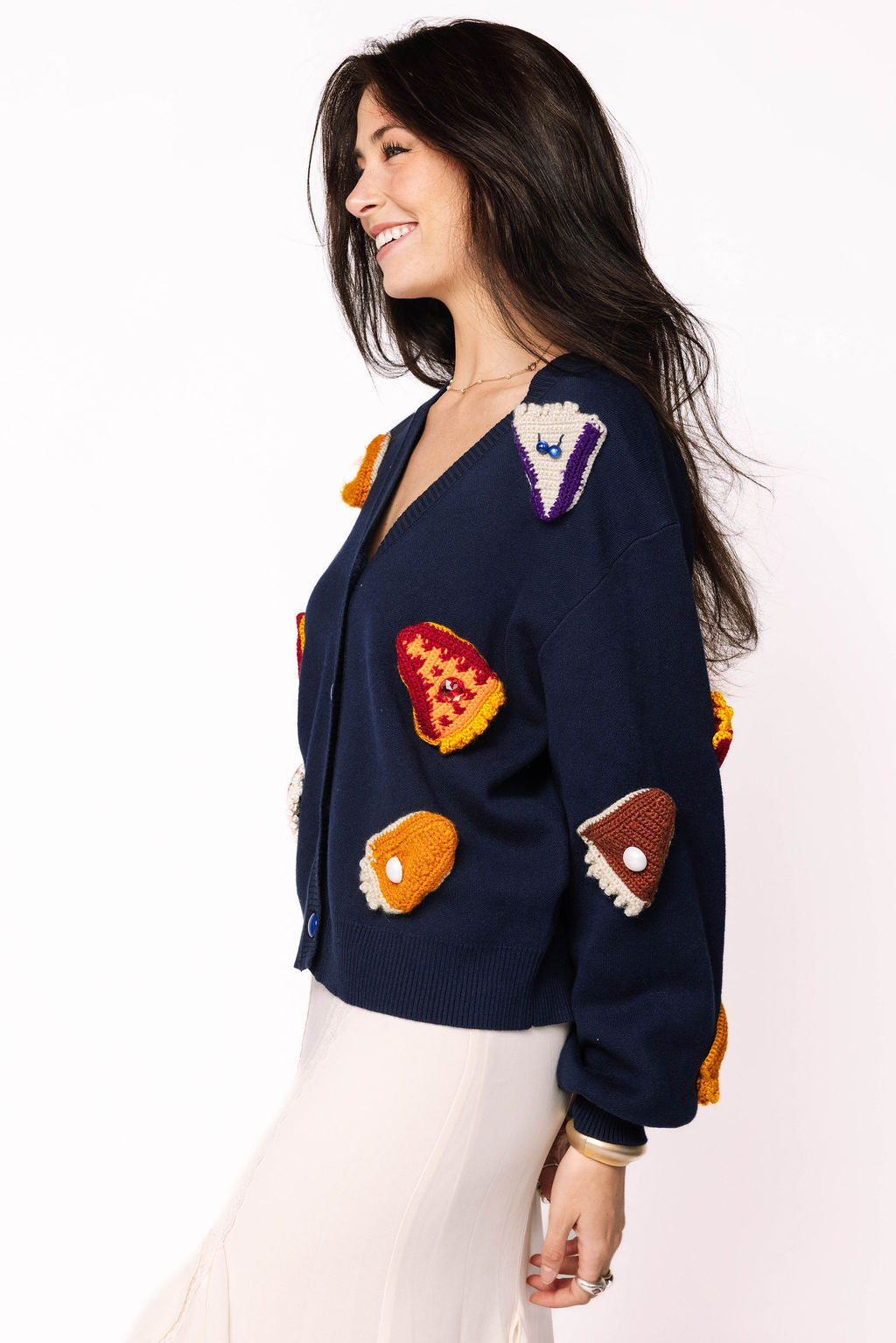 Navy Knit Pies On Plate Cardigan