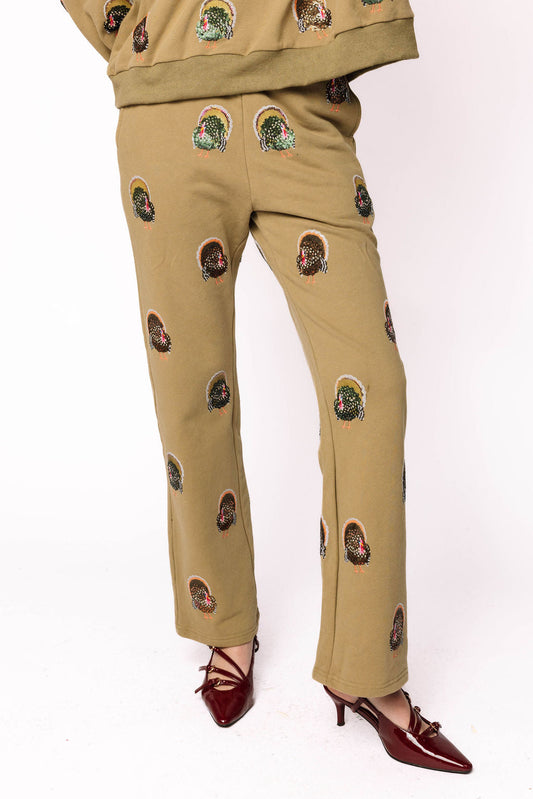 Olive Green Scattered Turkey Sweatpant