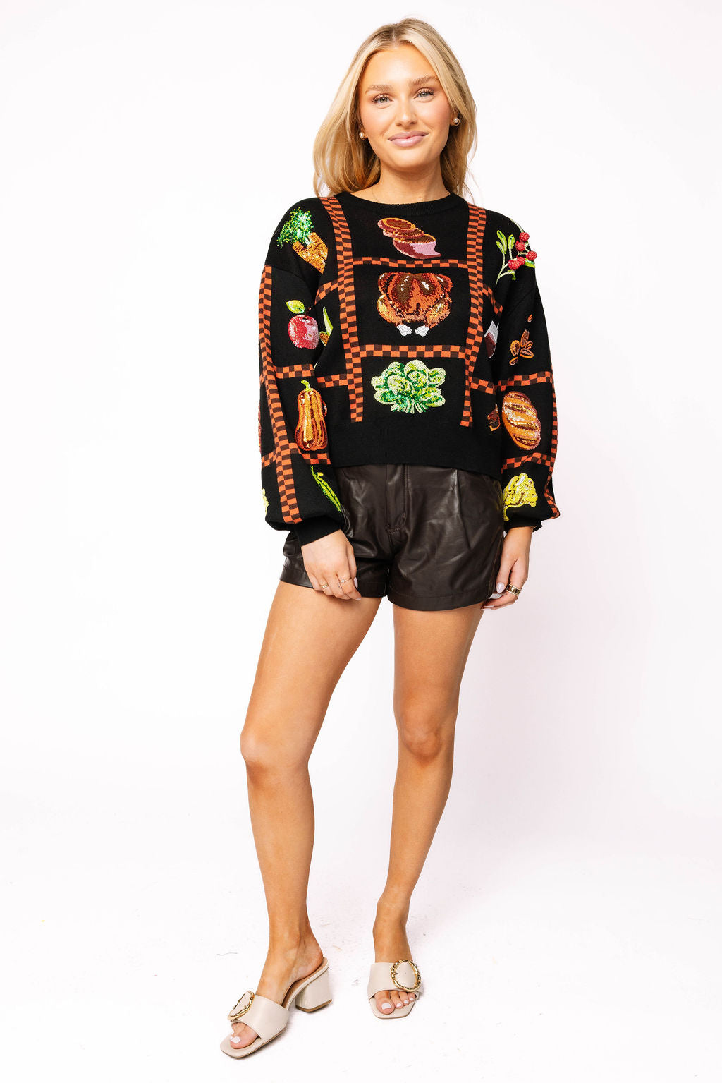 Black Checkered Thanksgiving Icon Sweater
