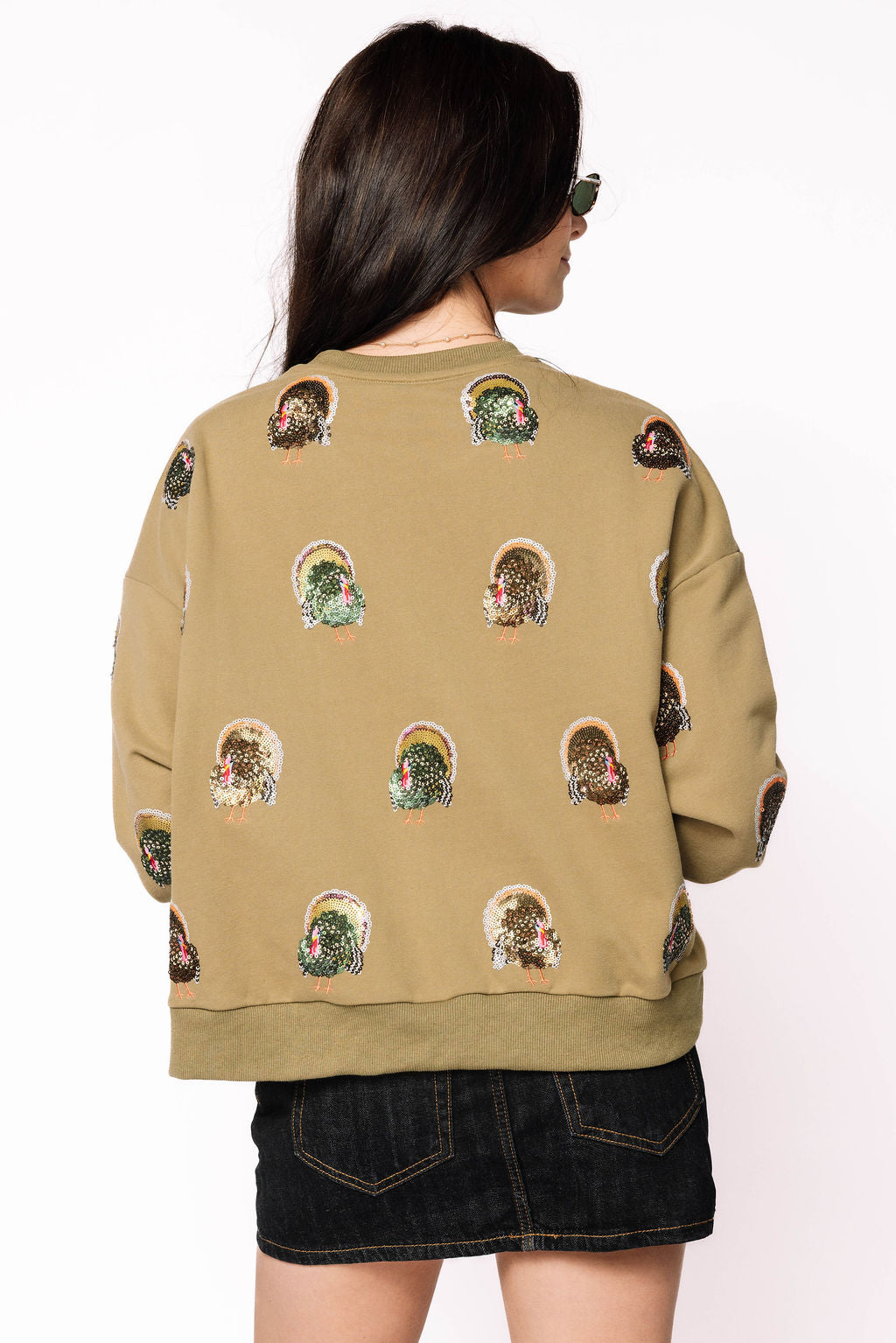 Olive Green Scattered Turkey Sweatshirt